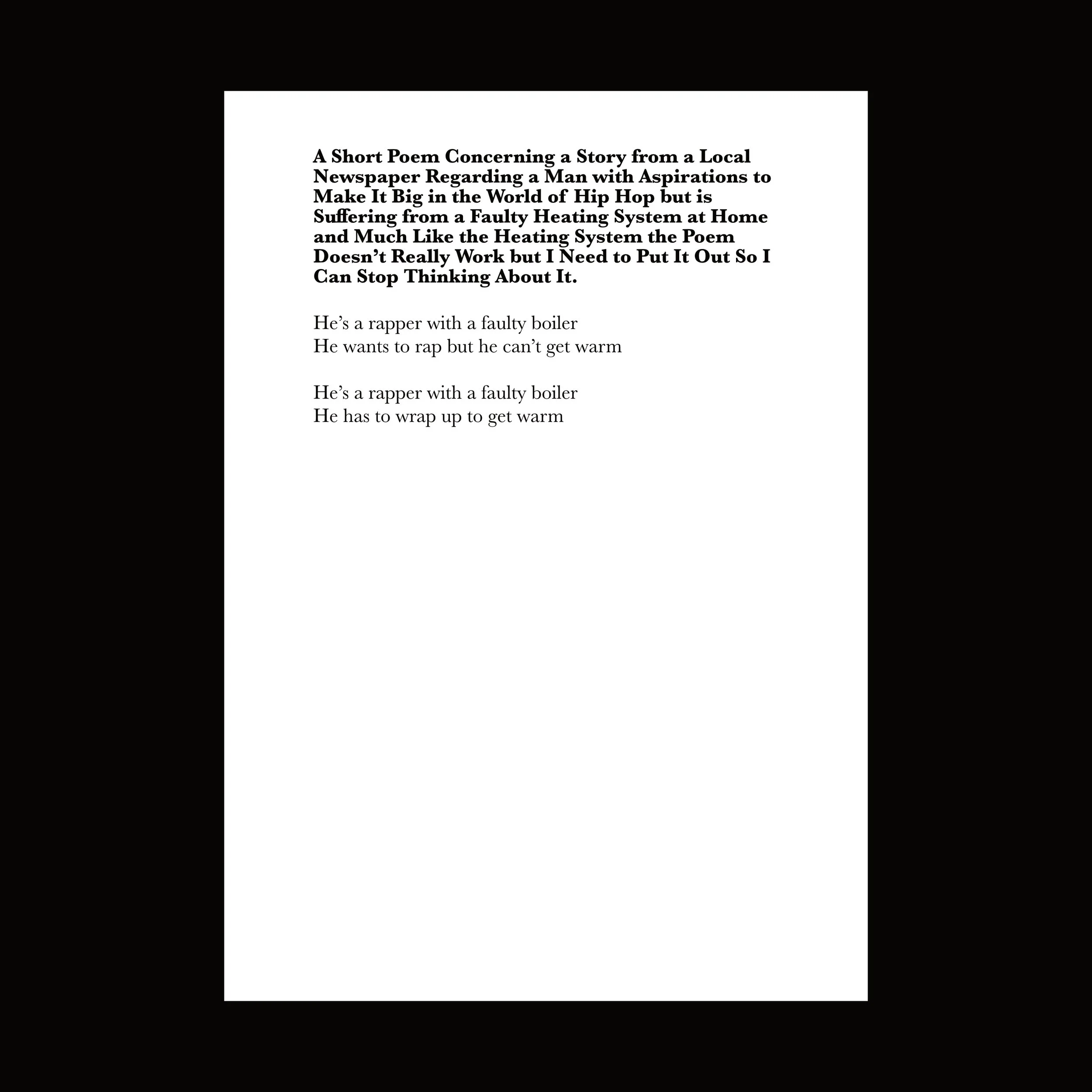 A Short Poem Concerning a Story from a Local Newspaper...