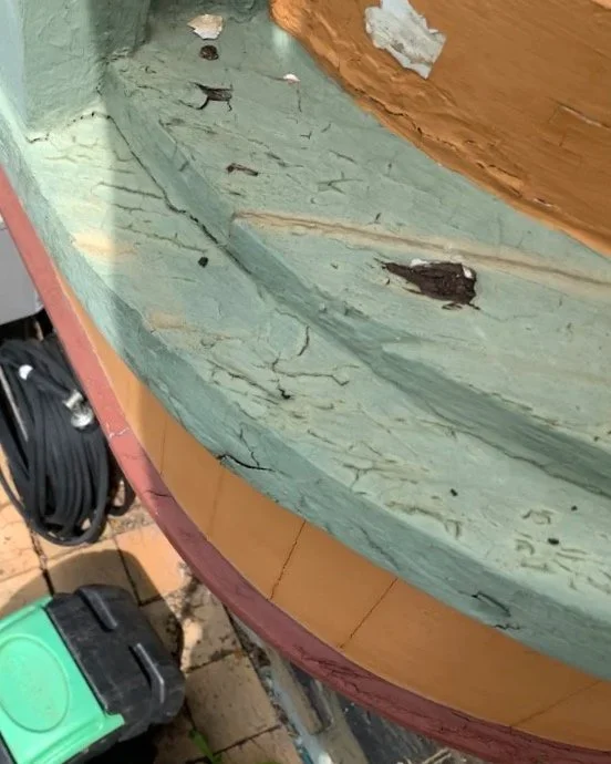 This paint had likely failed over a decade ago. Exposed to the rain, ice, and uv rays, the lumber was a flaking crumbling mess under the shell of hard paint.  