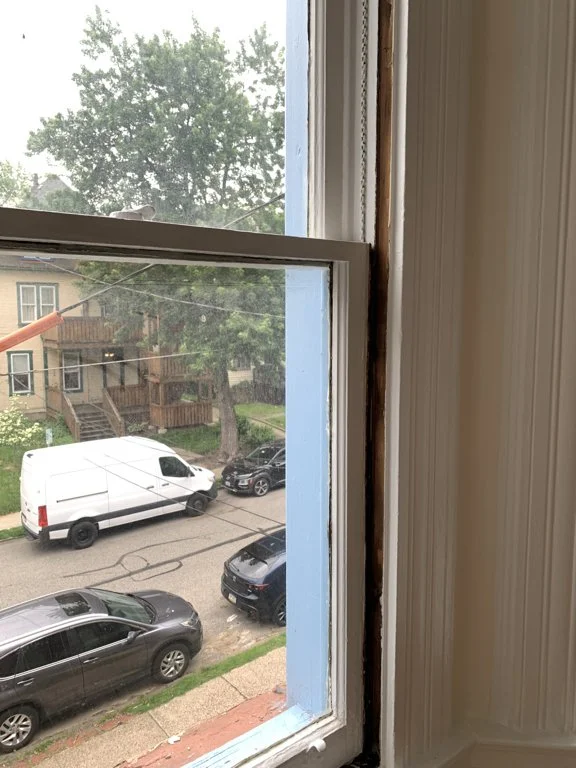 The sashes were then weighed, balanced with the weights, and restrung with new chain. 