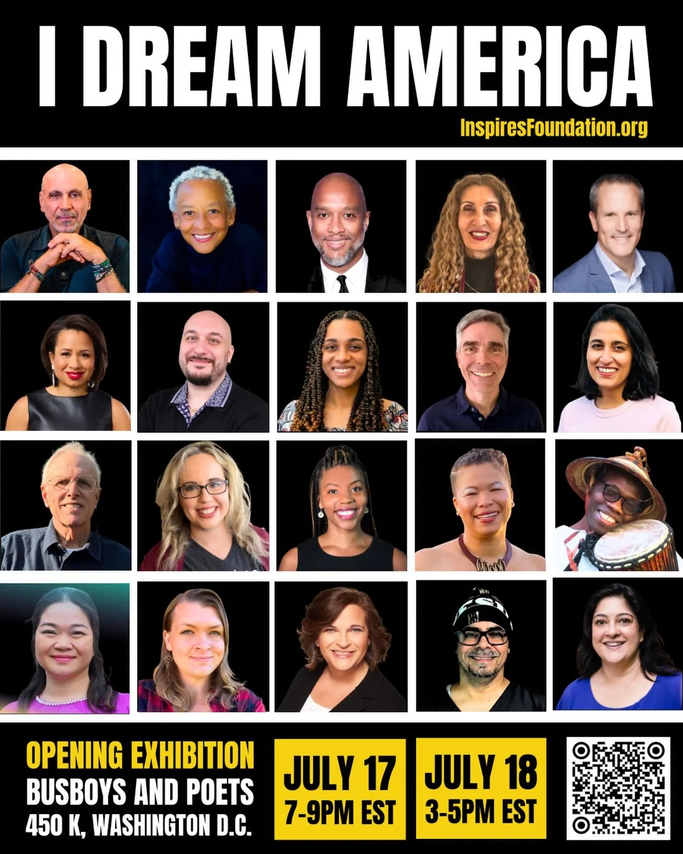 Introducing I Dream America, presented by Inspires Foundation.  A traveling storytelling exhibition celebrating the diverse voices, experiences, and dreams that shape America. 

Created in recognition of America&rsquo;s upcoming 250th anniversary, th
