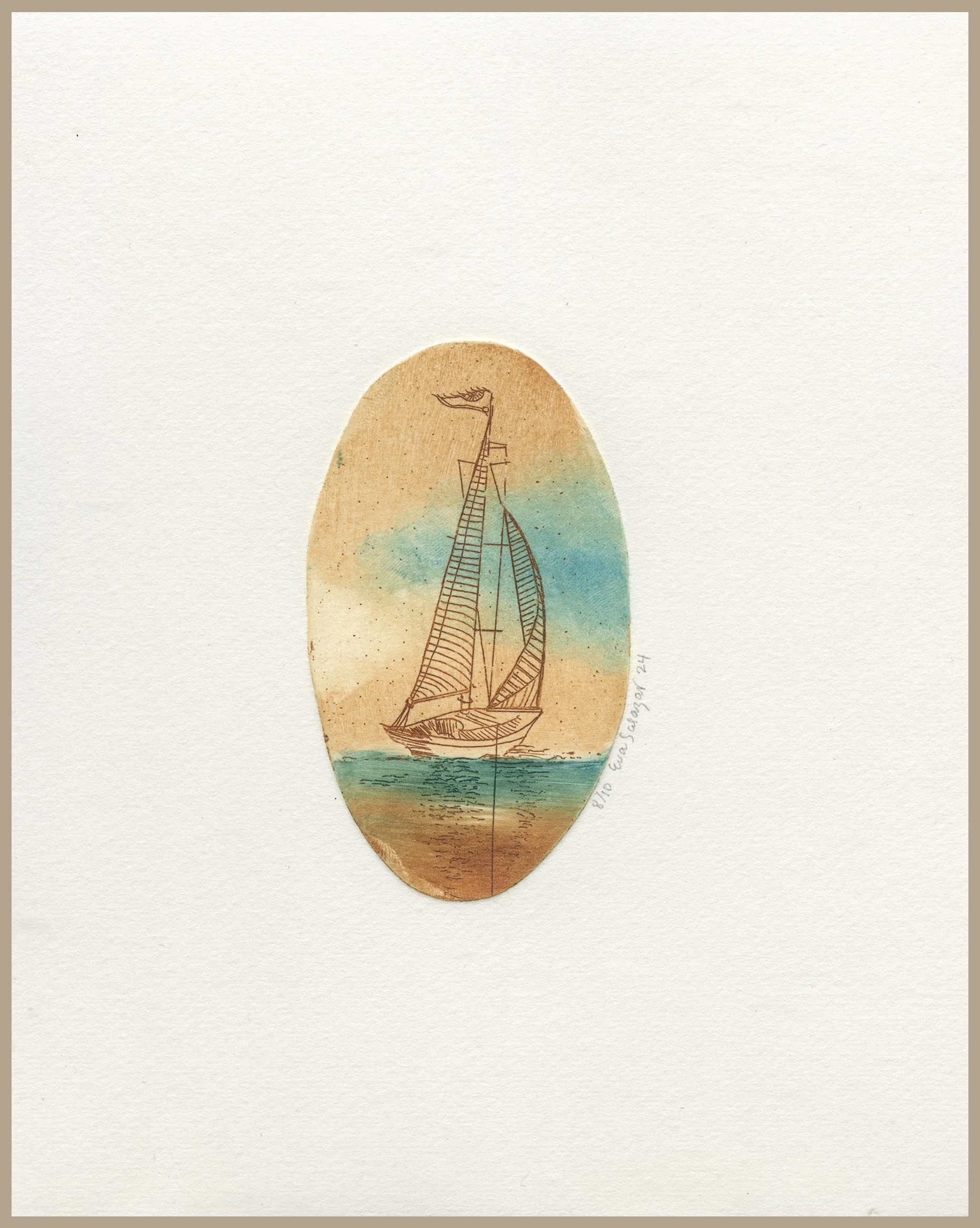 “en la superficie de las profundidades” /grabado en aguafuerte sobre papel algodón / 17 x 20 cms. / serie de 10