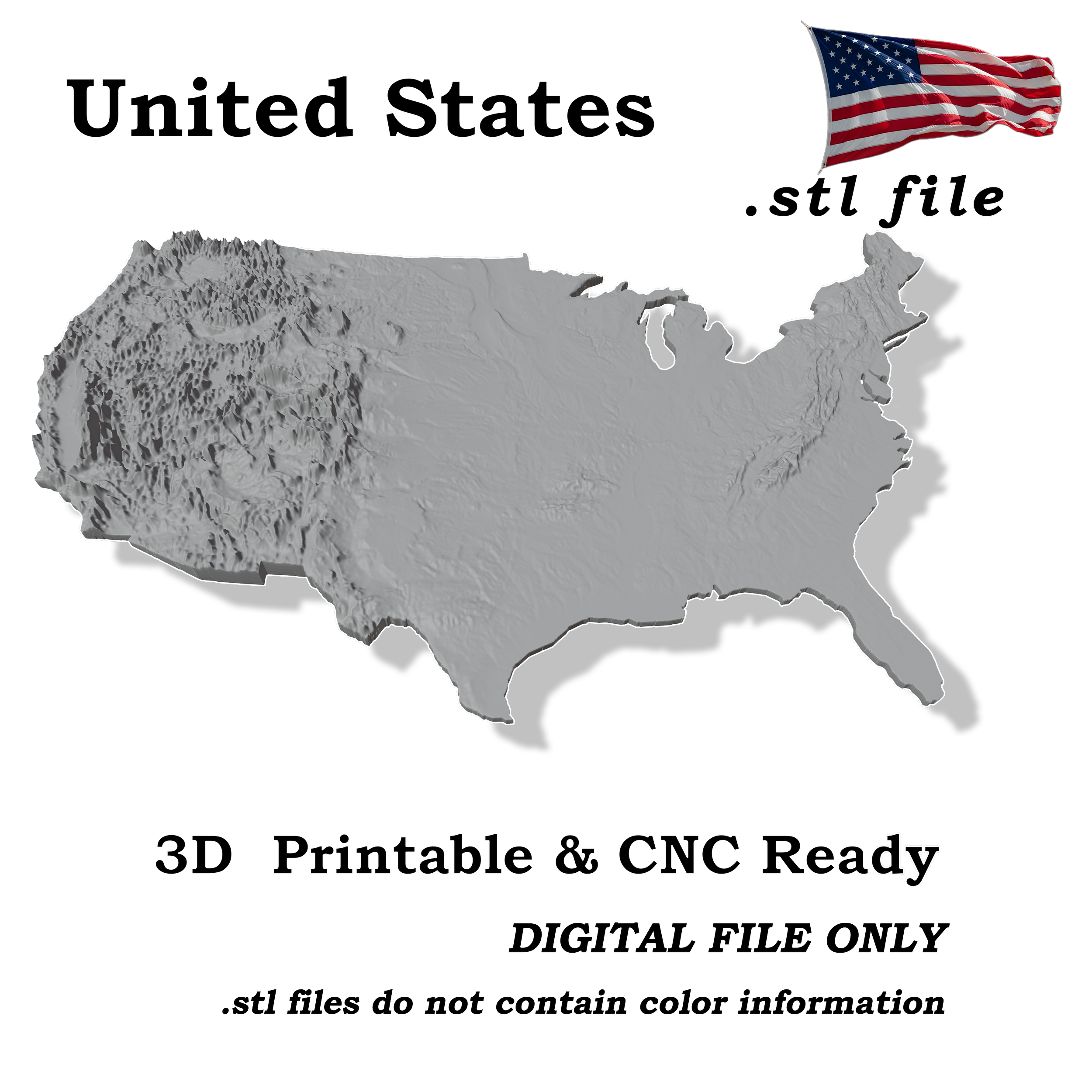 3D Digital Model: USA Topography Map