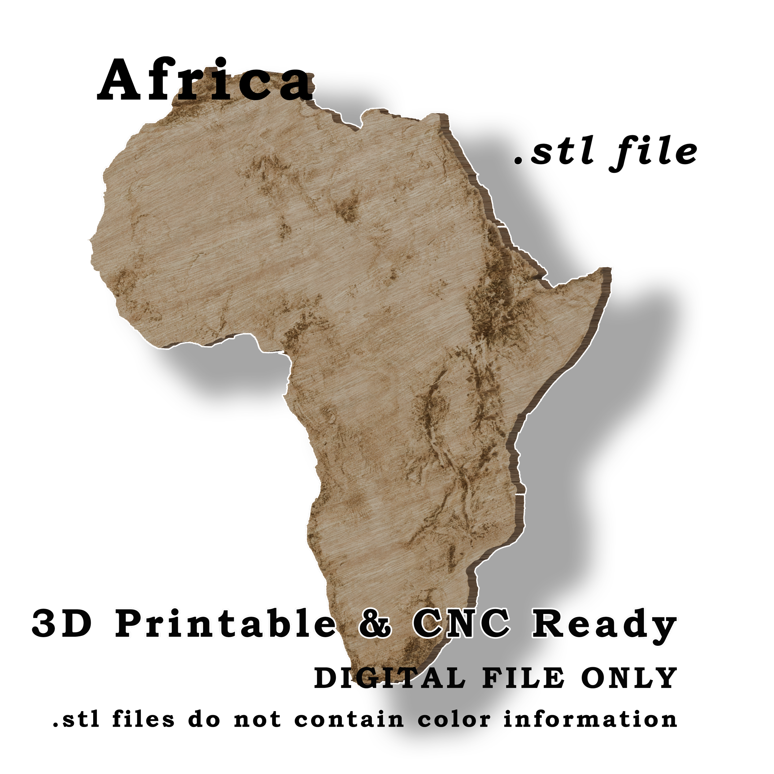 Africa topography textured right view