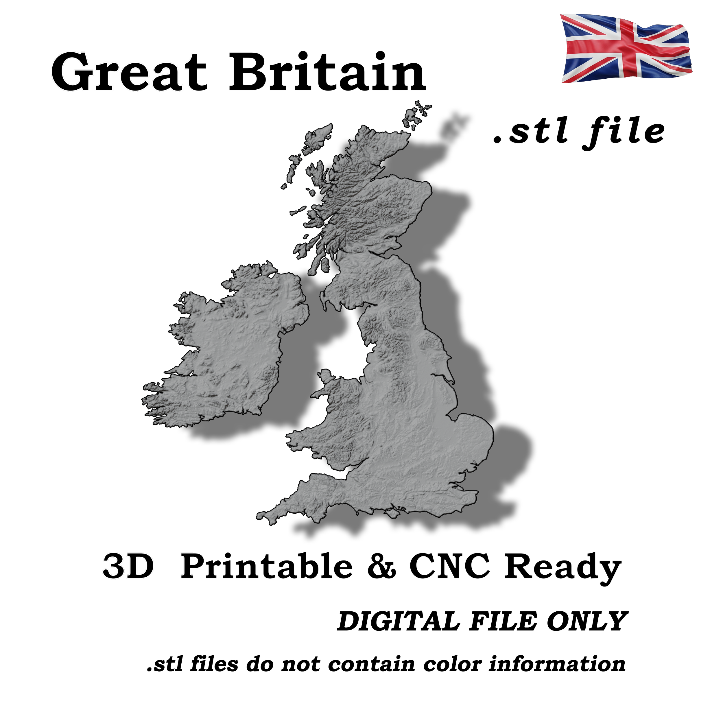 3D Digital Model: Great  Britain Topography Map