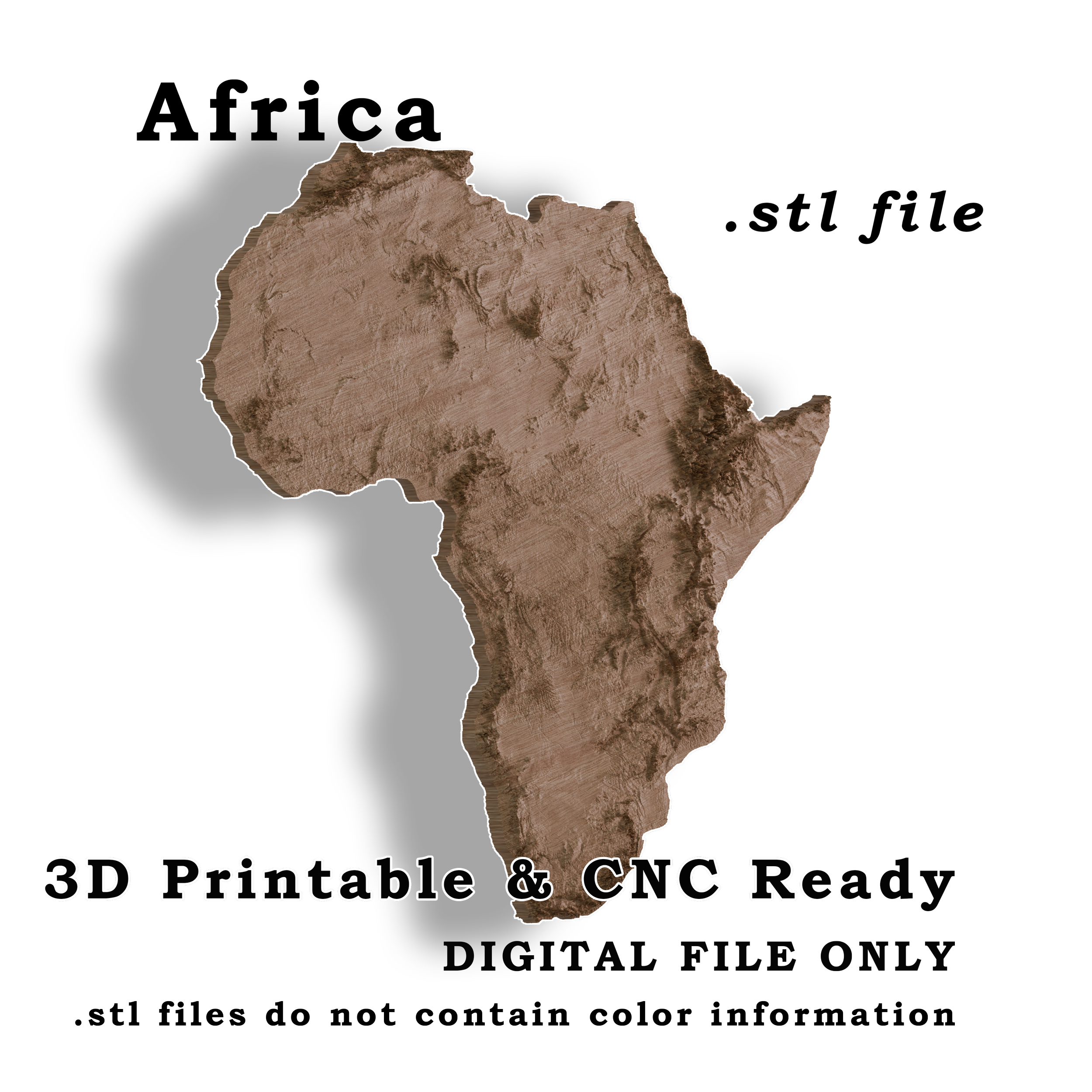 Africa topography textured left view