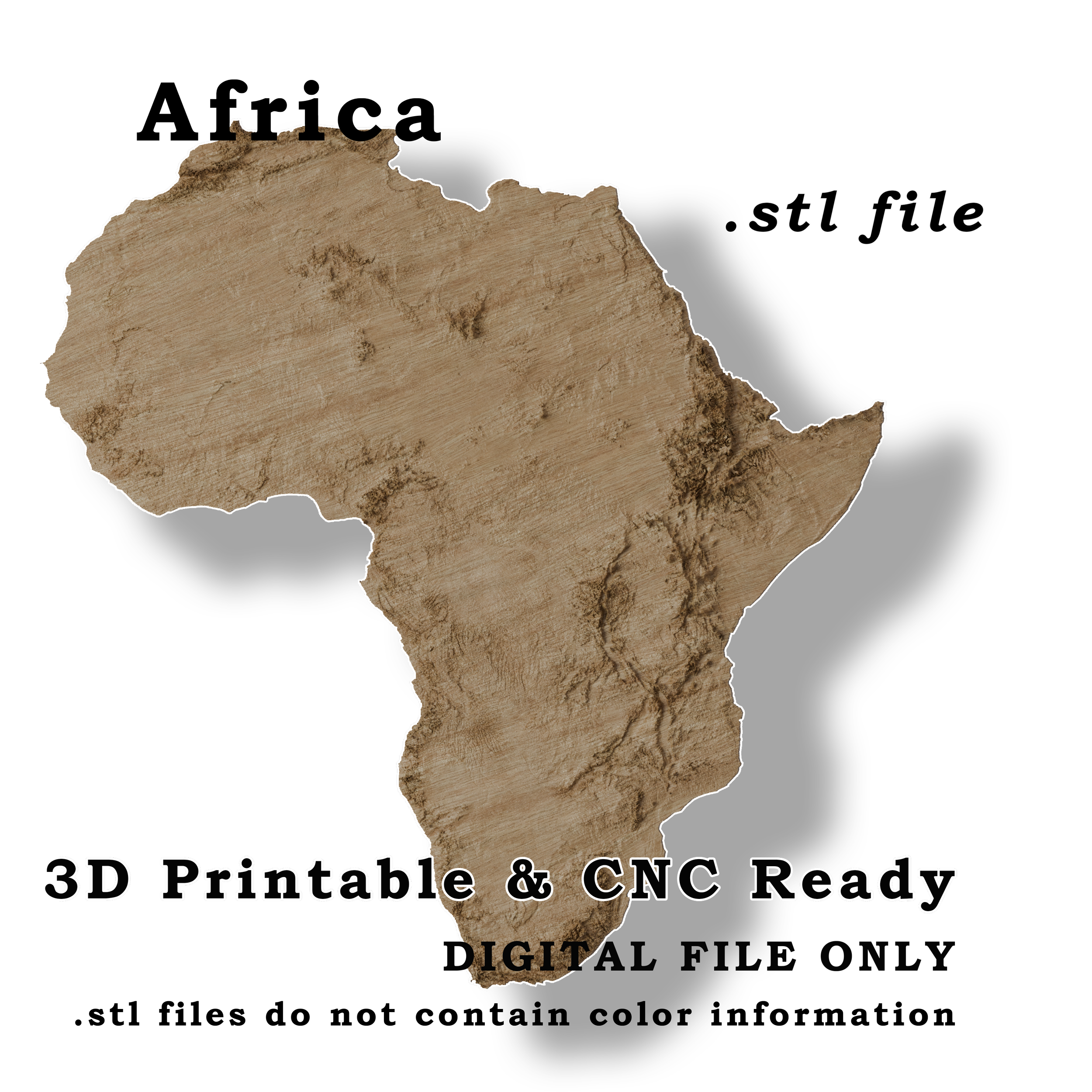 Africa topography textured front view