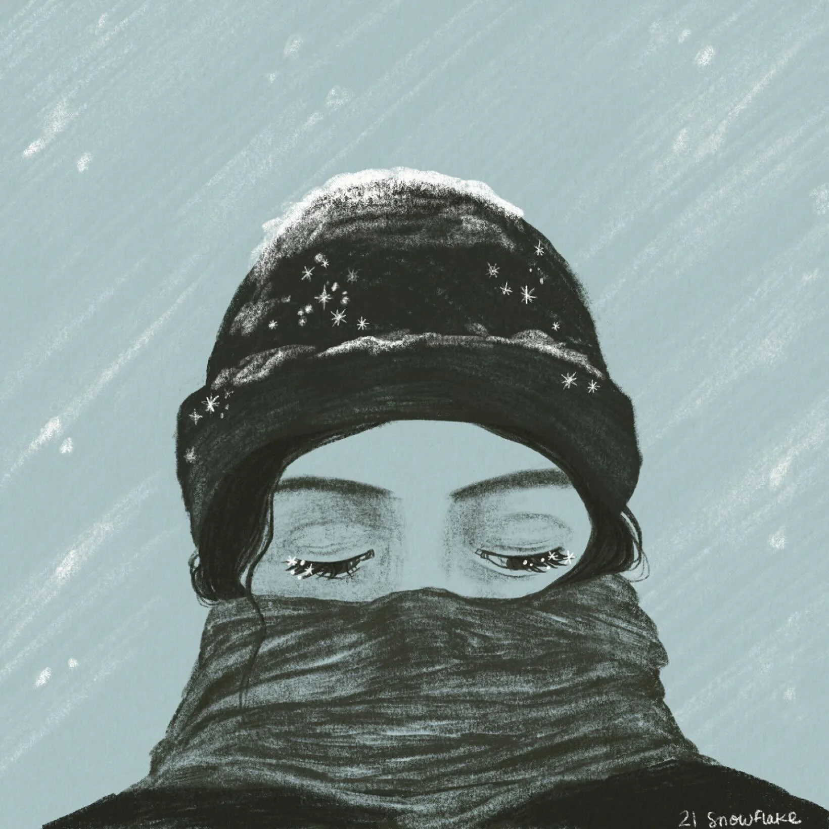 #peachtober day 21/31: snowflake! 

Wanted to repost my illustration for today because I think more of my &ldquo;not as rendered&rdquo; art deserves a spot out here (plus I like this one much better☺️) It&rsquo;s been interesting to create and share 