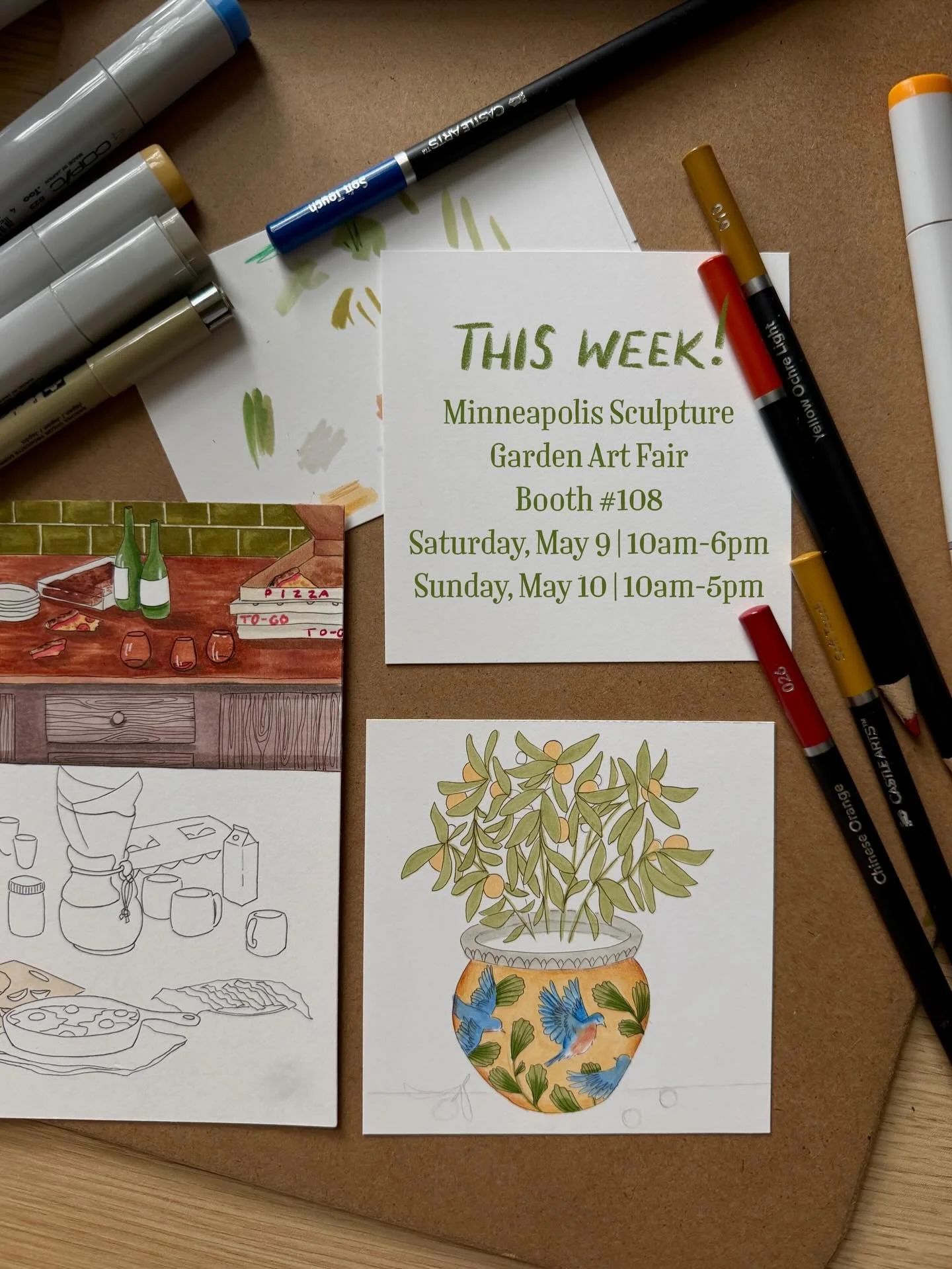 MAY! You&rsquo;ve arrived! 🫶🏻✨
Printing, cutting, drawing, scanning, planning
(Meanwhile, my stomach &mdash;-> 🦋 🦋🦋🩵)
Here&rsquo;s where to find me over the next few weeks! ☺️