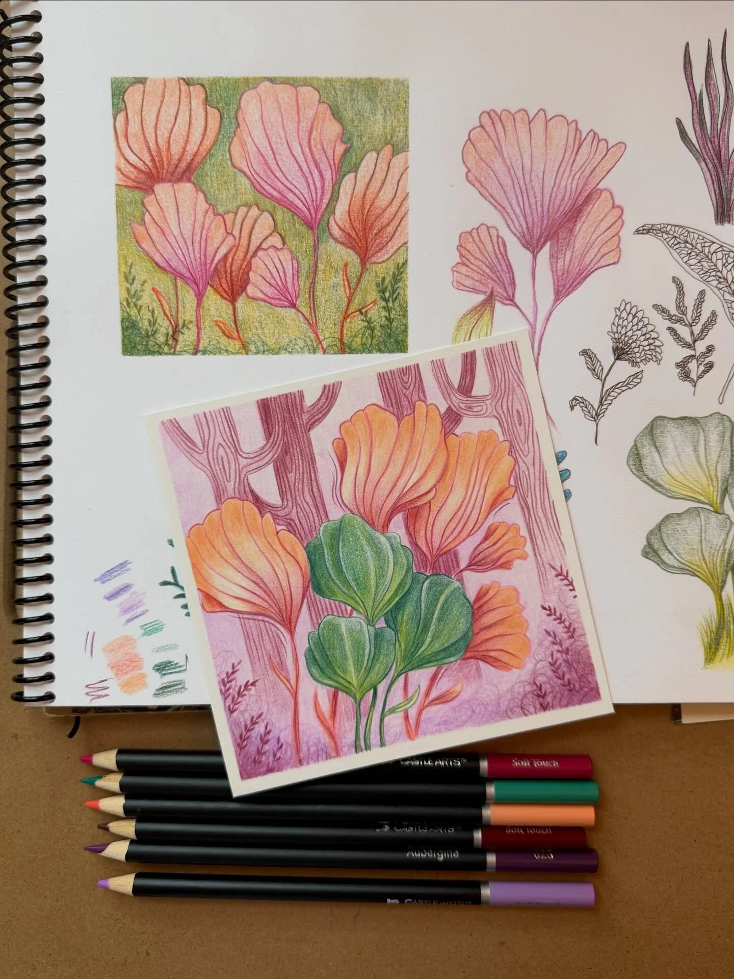 🌈 First colored pencil illustration: from sketchbook to final! An illustration of plants that only grow in my mind 🌱 🌈 
.
Mediums to try and get better at: 
✔️colored pencils 
__ watercolors 
__ gouache 

.
.
.
#ColoredPencil
#ColoredPencilArt
#Tr