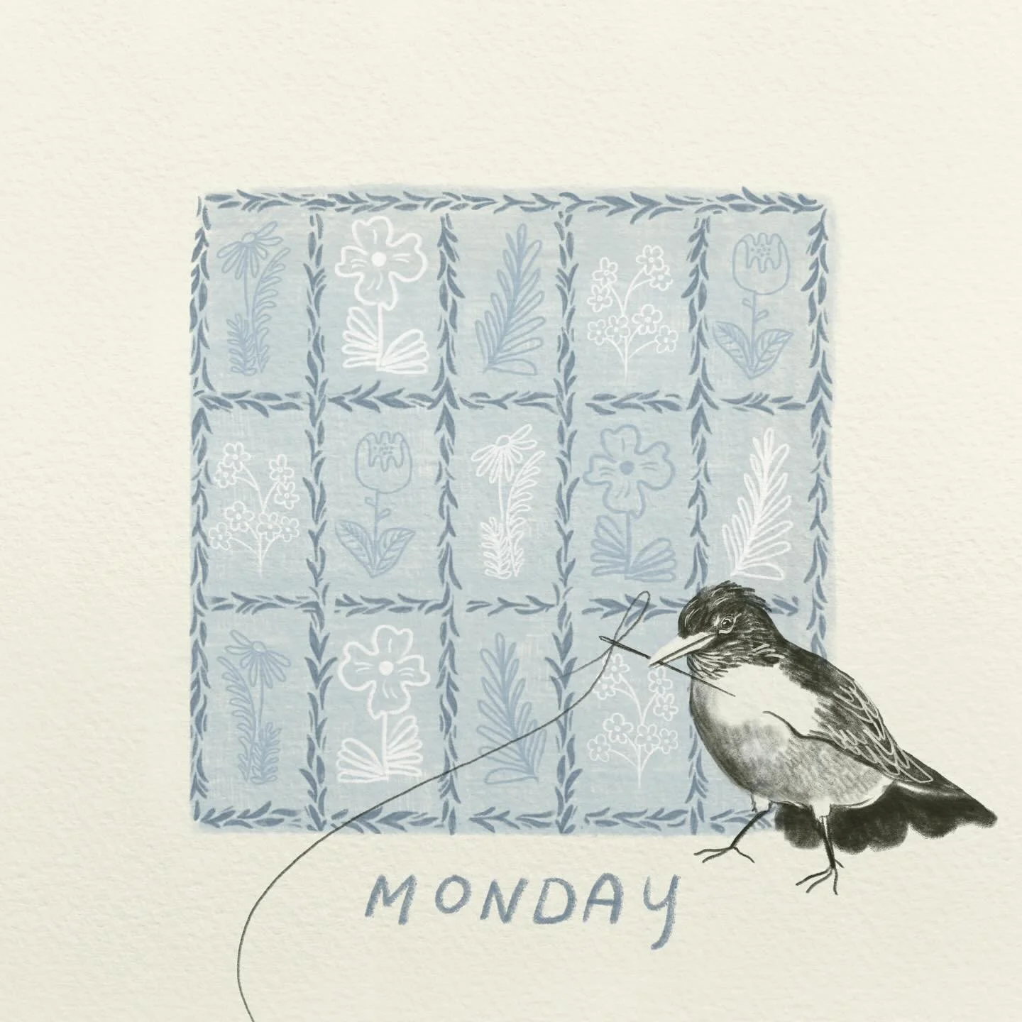 A pattern for every day of the week&hellip;.swipe for Mrs Robin&rsquo;s finished project 🌼🌿💝
.
#illustration #storybookart #art #artoftheday #procreate