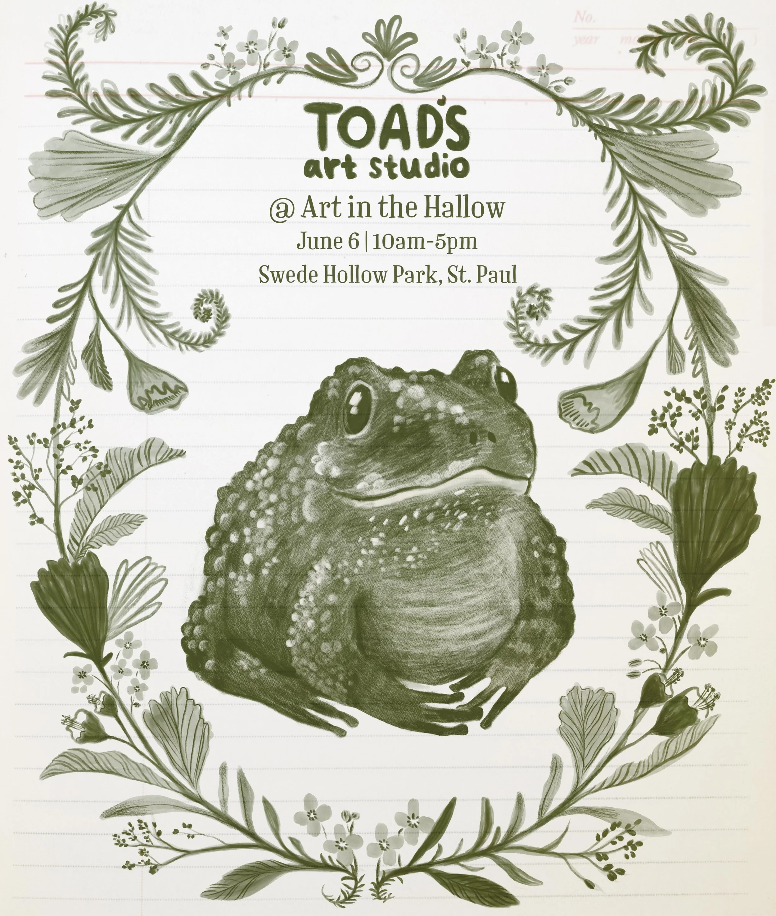 Toad goes to Art in the Hollow!
Next market: June 6th @ Swede Hollow Park