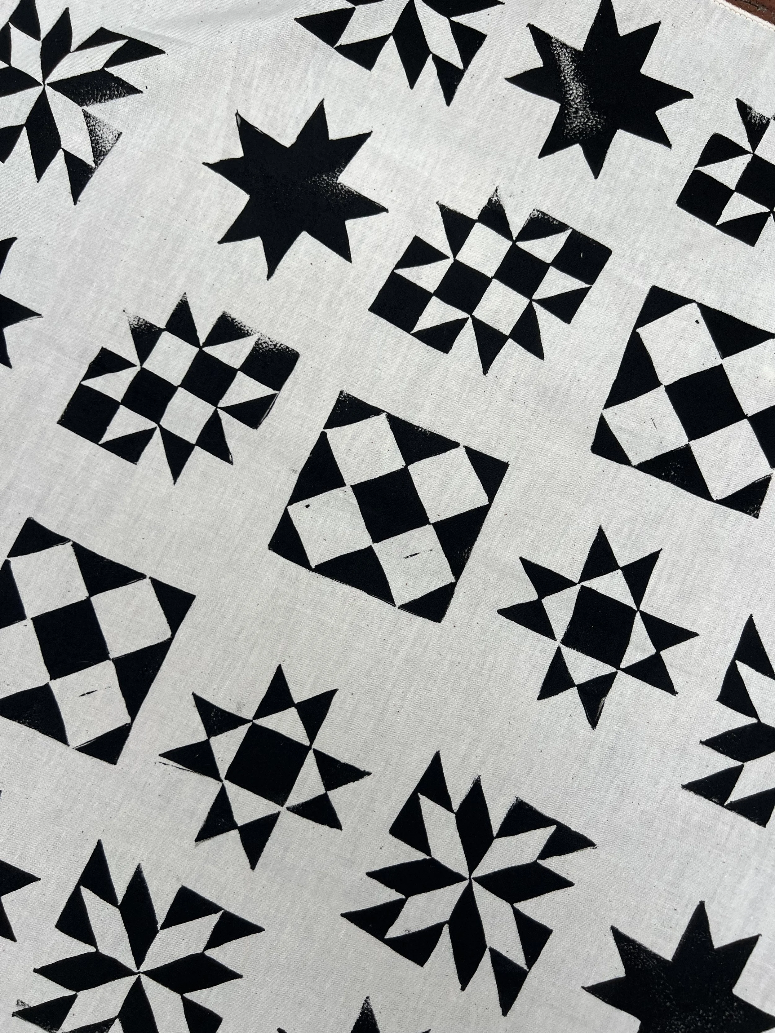 Quilt motif inspired linocut bandana