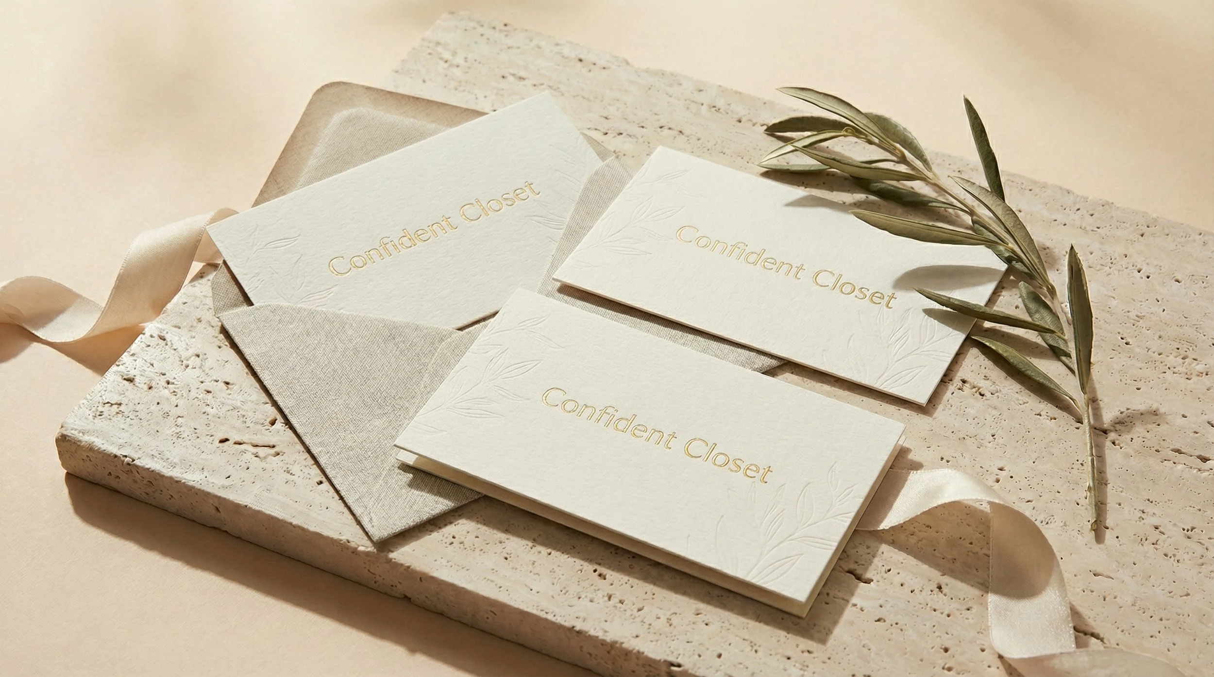 Elegant gift cards on a marble table