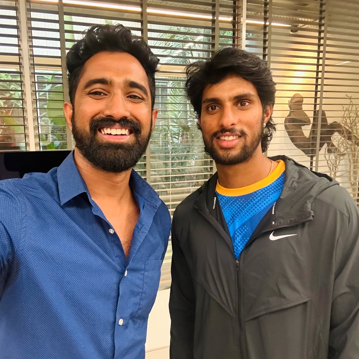 Bleeding blue with the one and only Tilak Varma. 

God&rsquo;s plan!

We hip hop like that. #telugubagundali