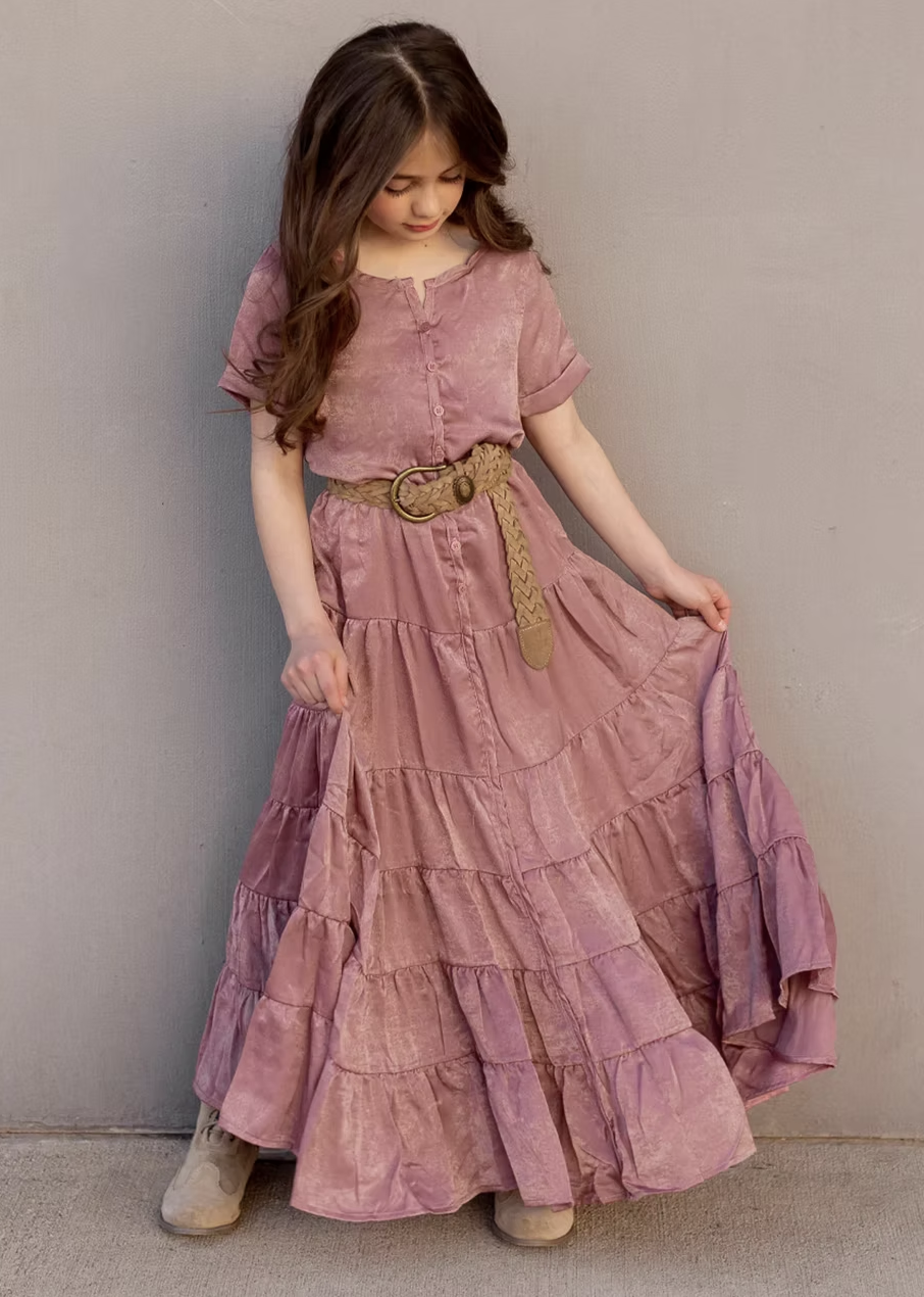 Mauve Shimmer Midi Dress