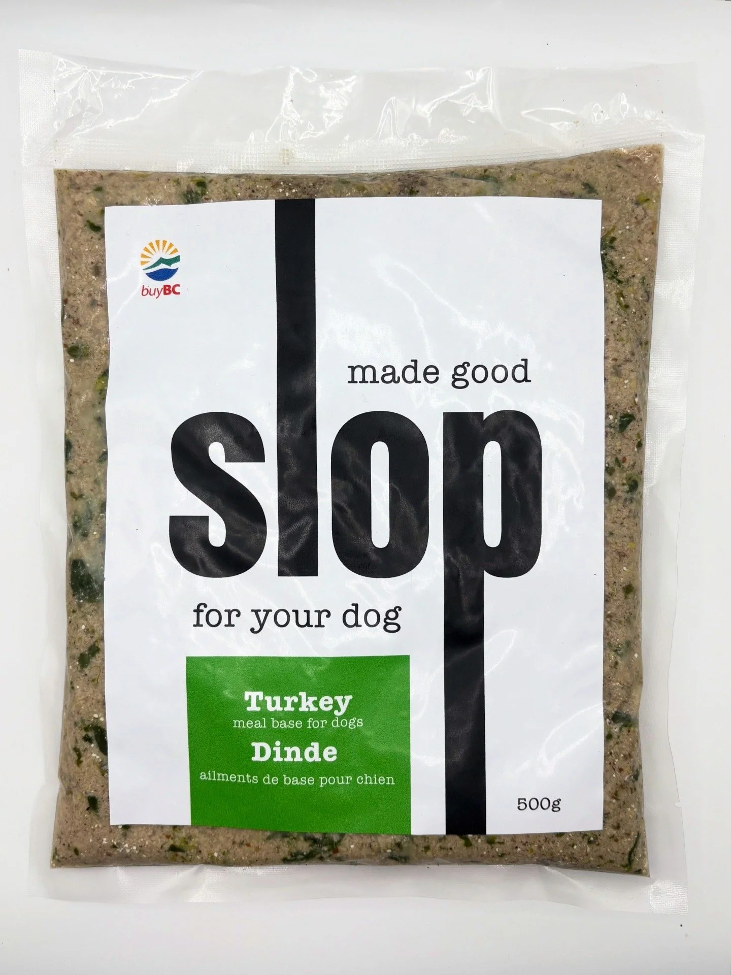 individual pack of turkey slop 500 grams close up buy bc buybc locally sourced
