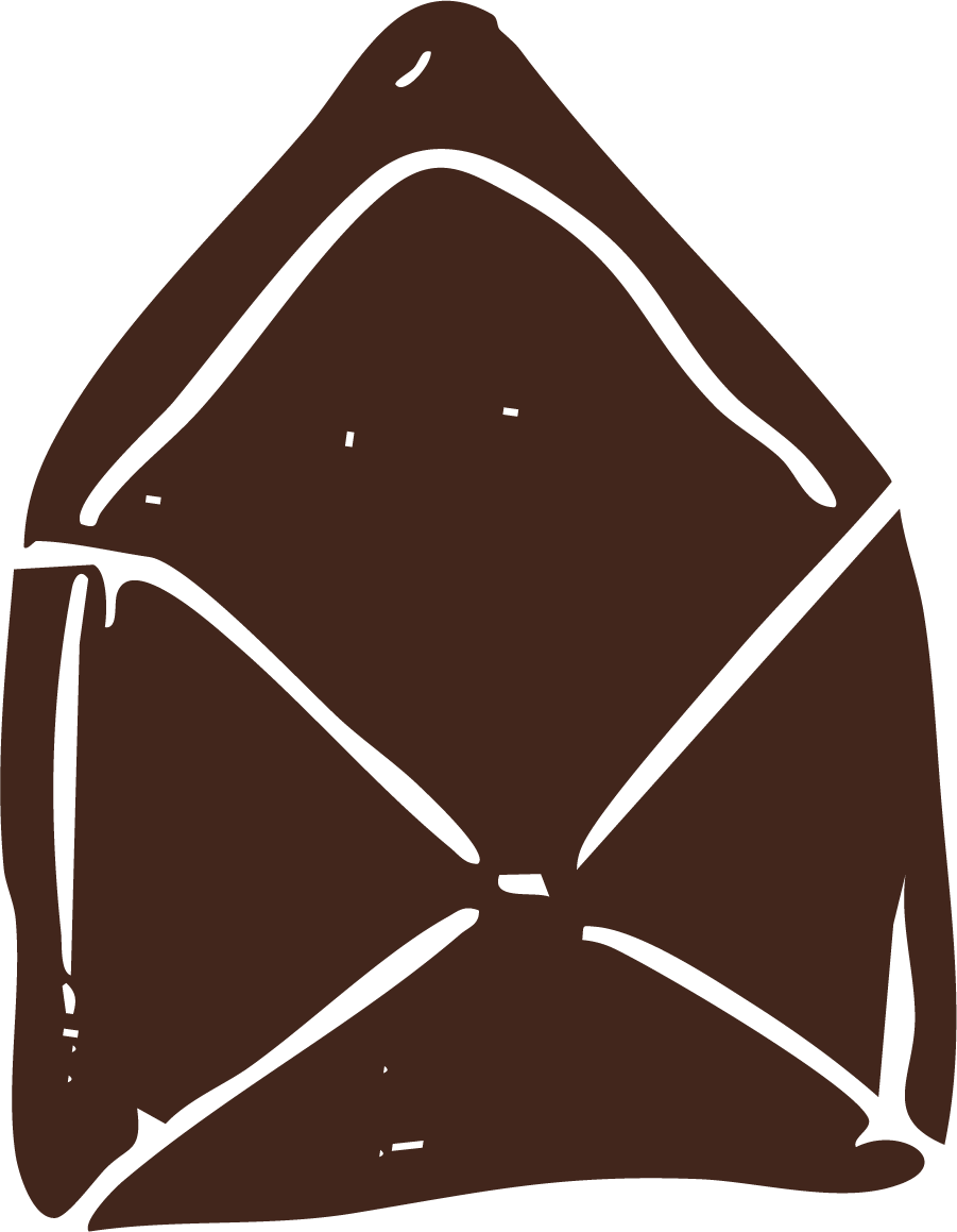 Drawing of a brown paper bag, open at the top.