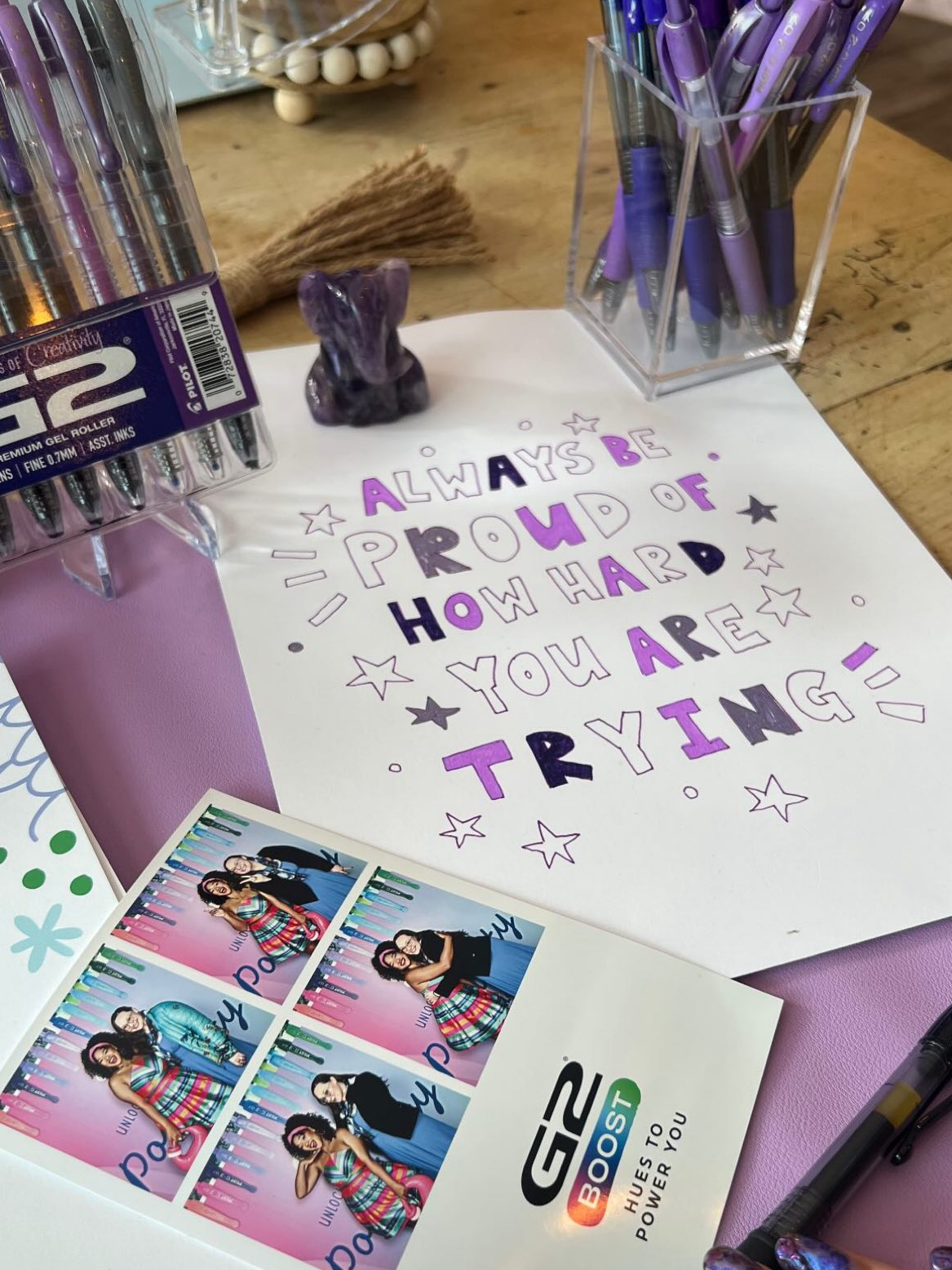 Creativity (Purple): Expressive, colorful setup encouraging free writing and exploration