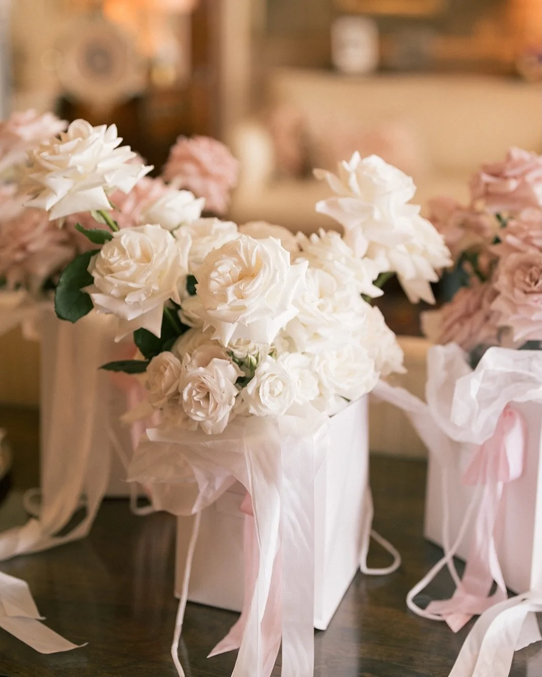For Sel &amp; her bride tribe 🤍

White frothy roses for Selina and soft reflexed Quicksand bouquets for her Maid of Honour &amp; her Mum. Simple, beautiful &amp; absolutely timeless.