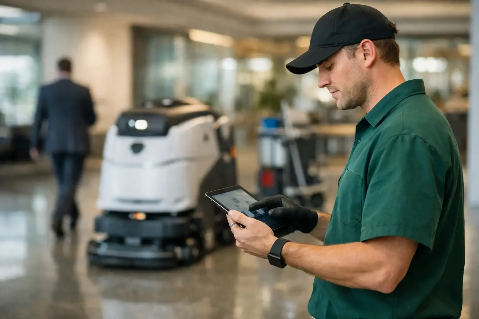 Automatisierung Reinigungsplanung München. Objektverantwortlicher steuert digitale Reinigungsintervalle und Einsatzplanung am Bildschirm