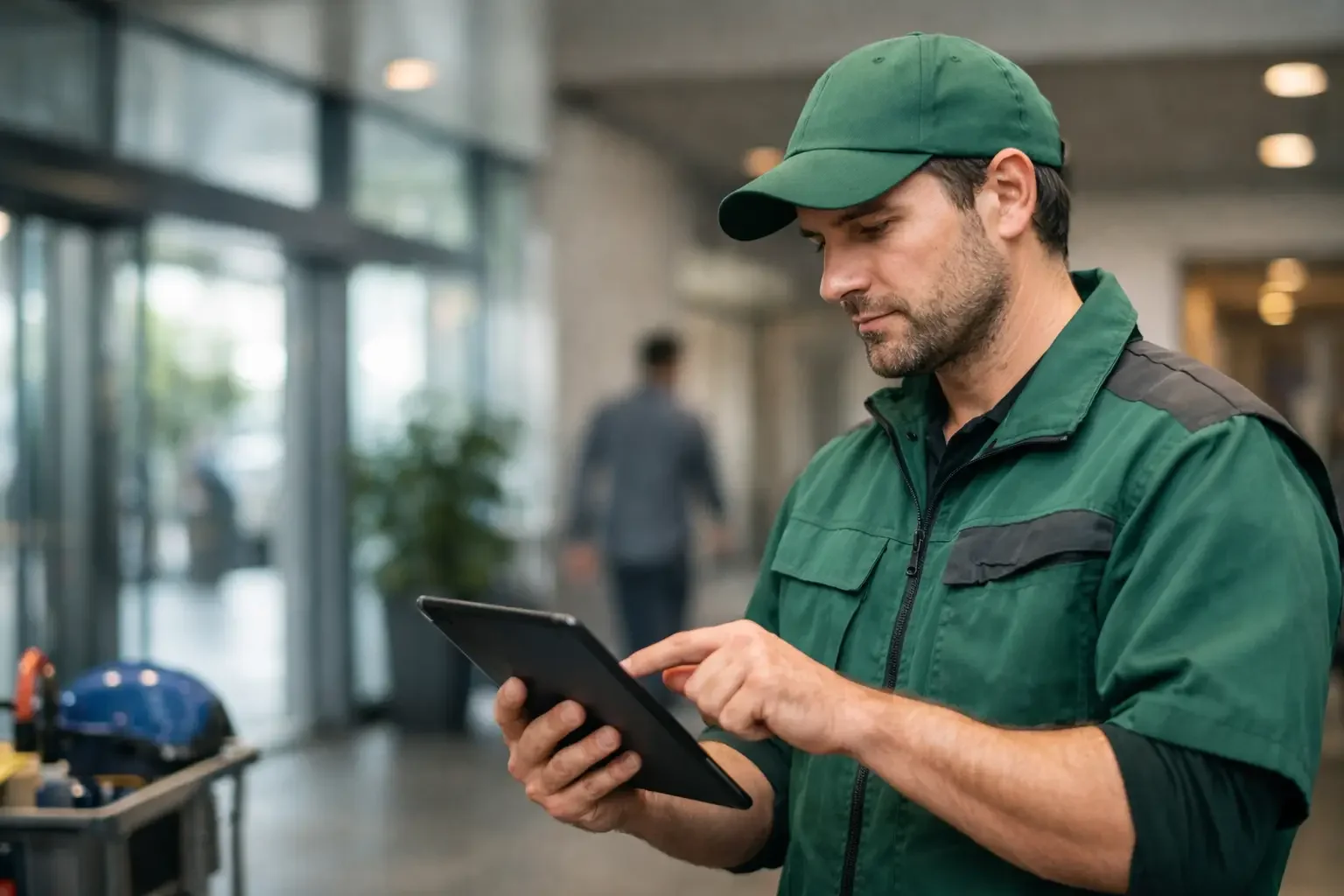 Digitales Kundenportal Facility Service München. Objektverantwortlicher prüft Leistungsnachweise und Meldungen im digitalen Betreuungsportal