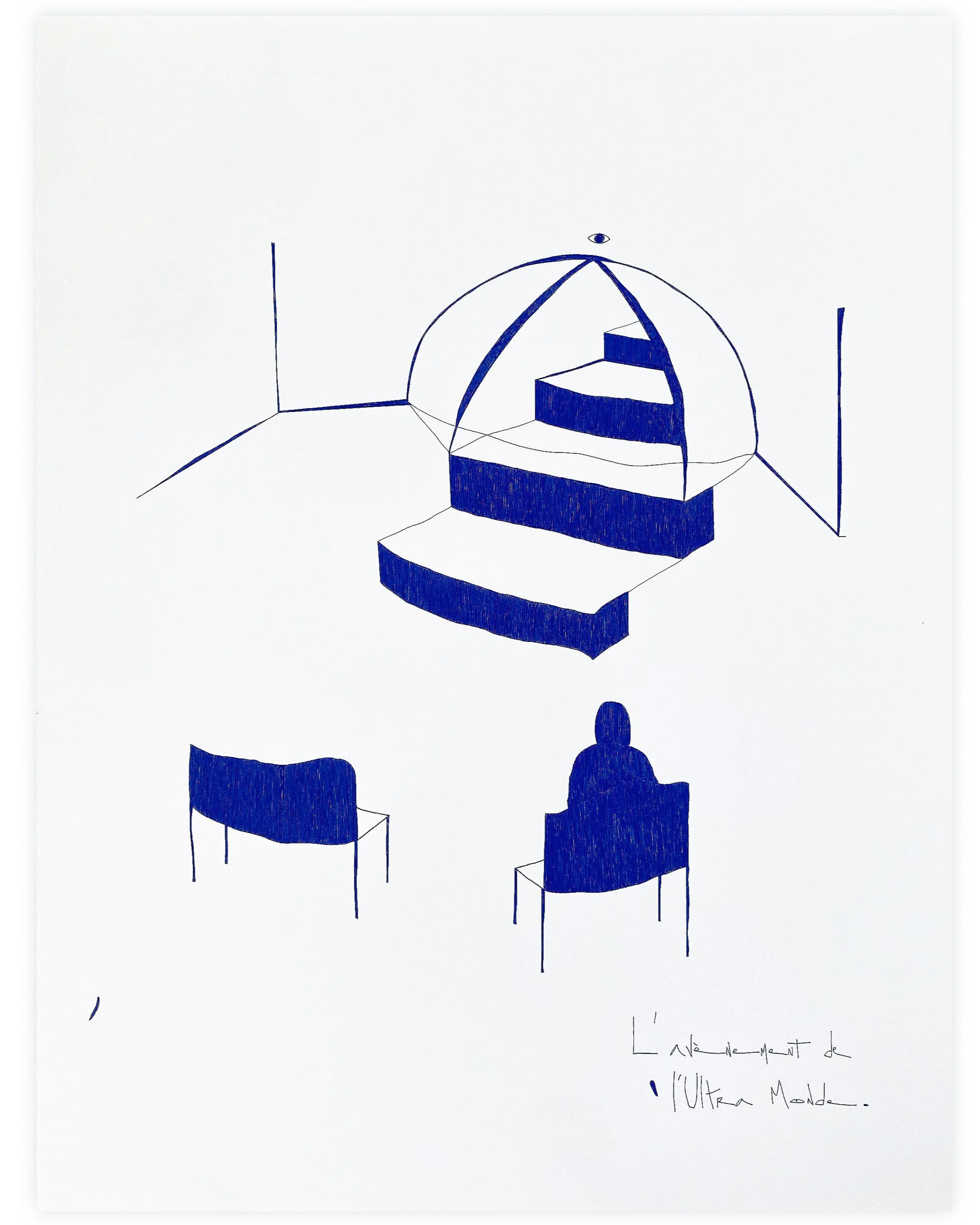L'avènement de l'Ultra-Monde (version 2) . 65x50 . Encre sur papier . 2025