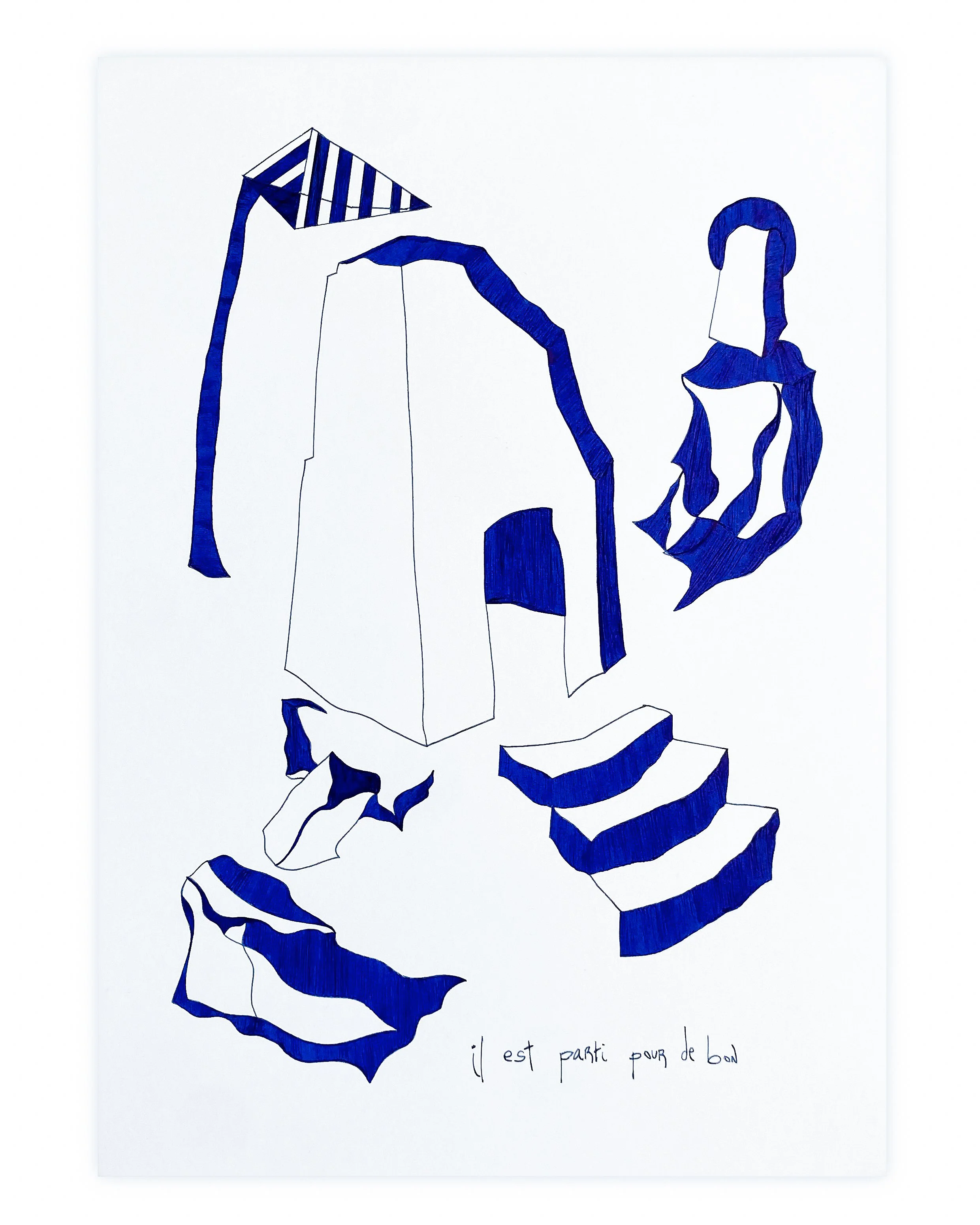 Il est parti pour de bon . 29,7x21 . Encre sur papier . 2026