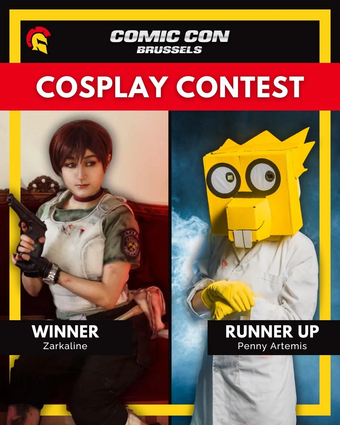 🔥 SATURDAY WINNERS COMIC CON BRUSSELS 🔥

The first day of Comic Con Brussels has come to an end! We&rsquo;re ecstatic to announce the winners!
Cosplay Contest: 
🥇 @zarkaline 
🥈 @penny_artemis
Catwalk:
🏆 Jordan

A big thank you to our lovely judg