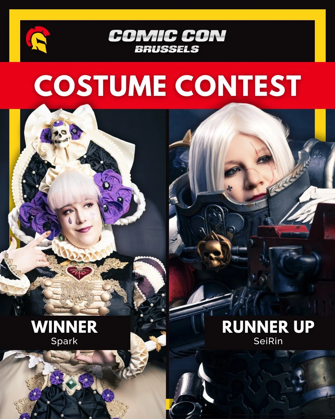 🔥 SUNDAY WINNERS COMIC CON BRUSSELS 🔥

This edition of Comic Con Brussels has come to an end. But we cannot say goodbye without announcing the winners of today!
Costume Contest: 
🥇 @sparklinghero_ 
🥈 @seirincosplay 
Catwalk:
🏆 @teadee_cosplay Co