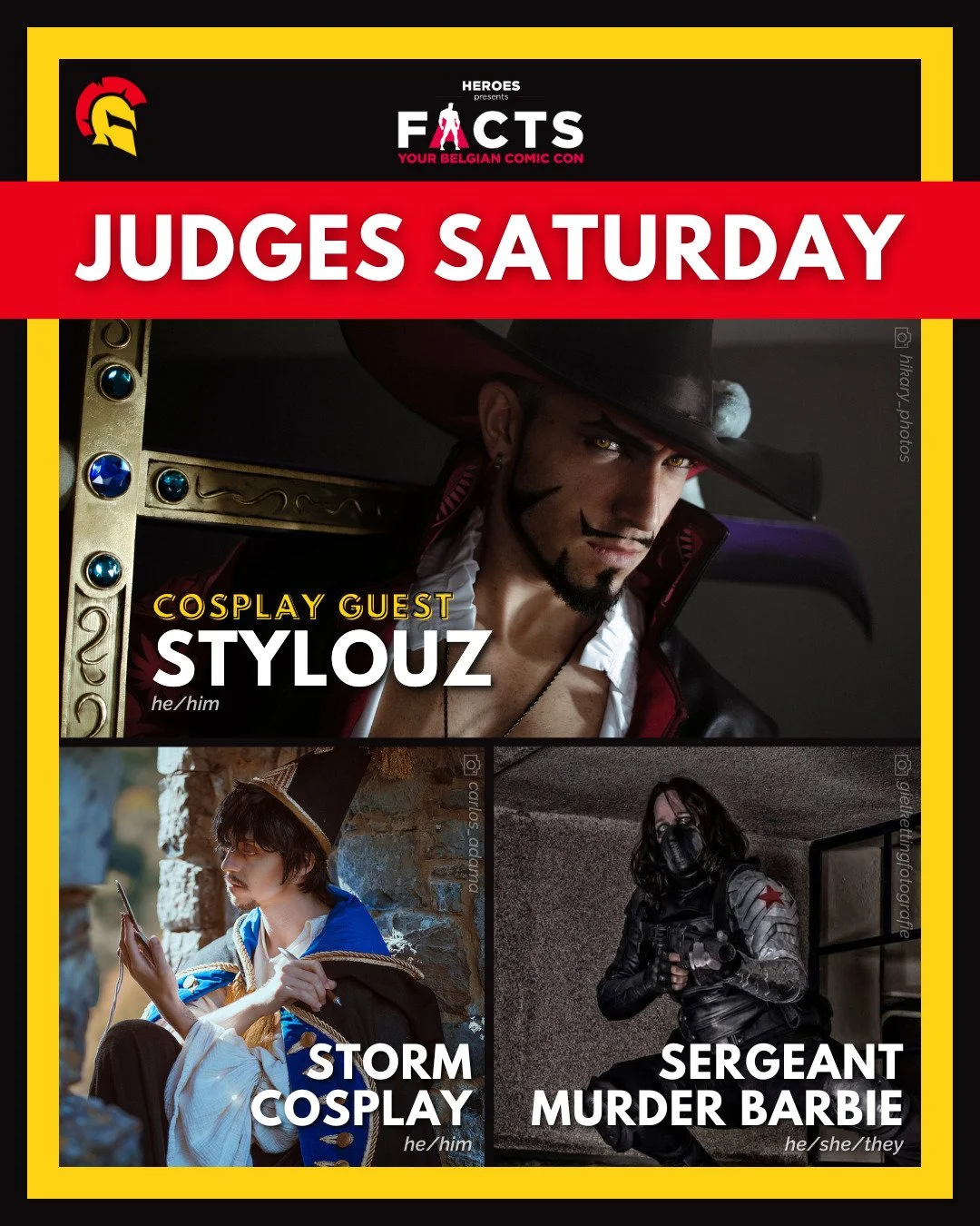 🔥 Meet the FACTS judges! 🔥

Say hello to our wonderful judges for this edition of @factsconvention !

✨ Saturday Judges
🔹 @stylouz_cosplay 
🔹 @stormscosplays
🔹 @sergeantmurderbarbie

✨ Sunday Judges
🔸 @madsfive 
🔸 @raitocosplay 
🔸 @the.german