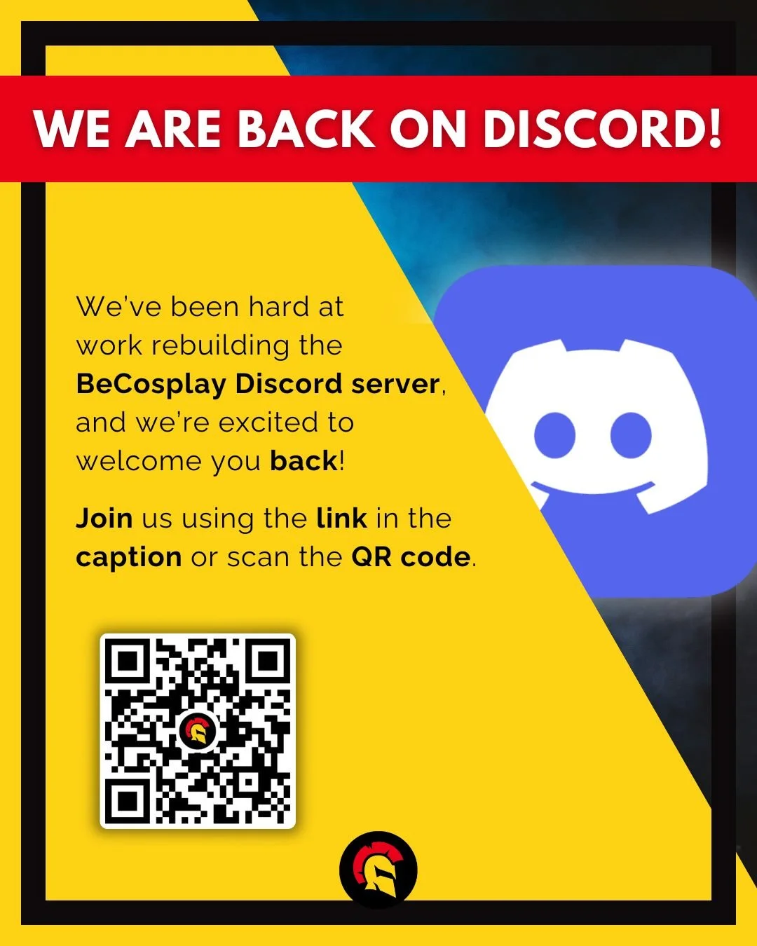 🎉 WE ARE BACK ON DISCORD!

We&rsquo;ve been hard at work rebuilding the official BeCosplay Discord server, and we&rsquo;re happy to welcome you back. Our community space is open again, and we are excited to see you all connect again, share your proj