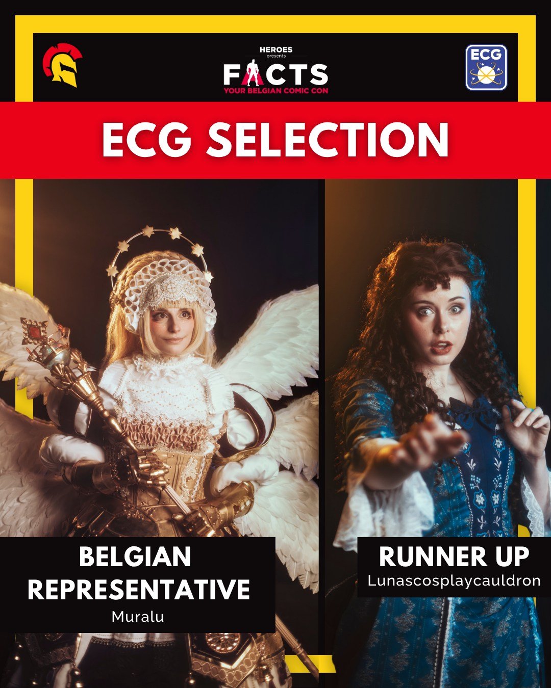 🔥 ECG BELGIAN REPRESENTATIVE 🔥

Say hello to your @ecgcosplay  Belgian Representative, headed to Japan Expo in France to rep our little country on the big stage!
👑 @muralu 
And huge congratulations to our incredible runner-up: @lunascosplaycauldro