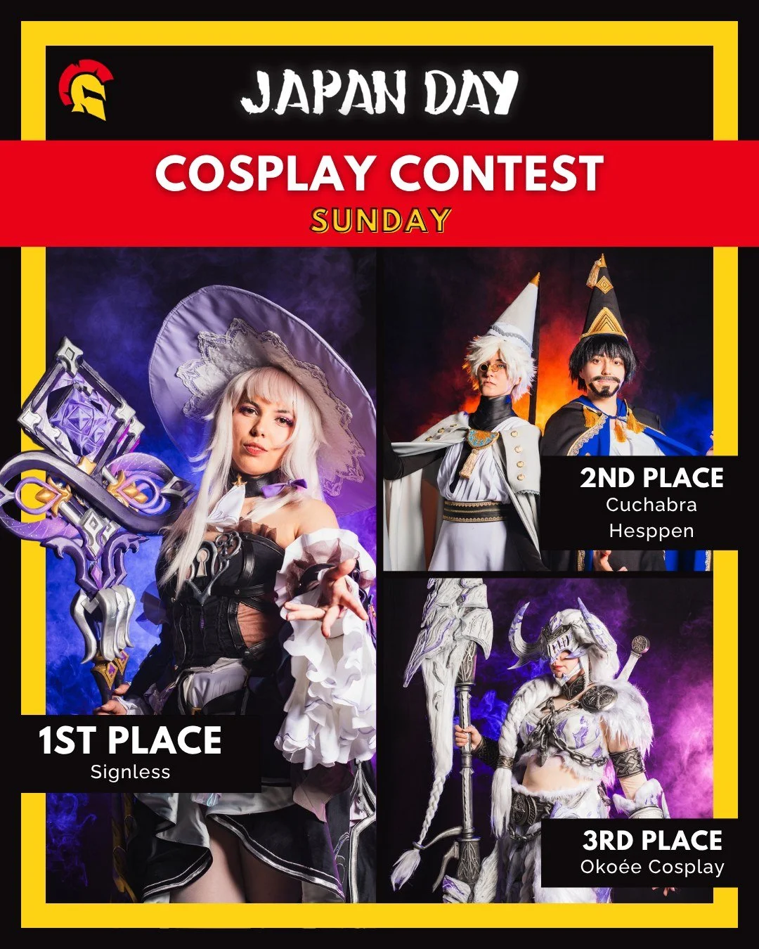 🔥 SUNDAY COSPLAY CONTEST WINNERS JAPAN DAY LI&Egrave;GE 🔥

Here are the winners from Sunday&rsquo;s Cosplay Contest (Concours Confirm&eacute;) of @japanday_officiel 
🥇 @amy.signless 
🥈 @hesp_cos &amp; @cuchabra 
🥉 @okoee_cosplay 

A big thank yo