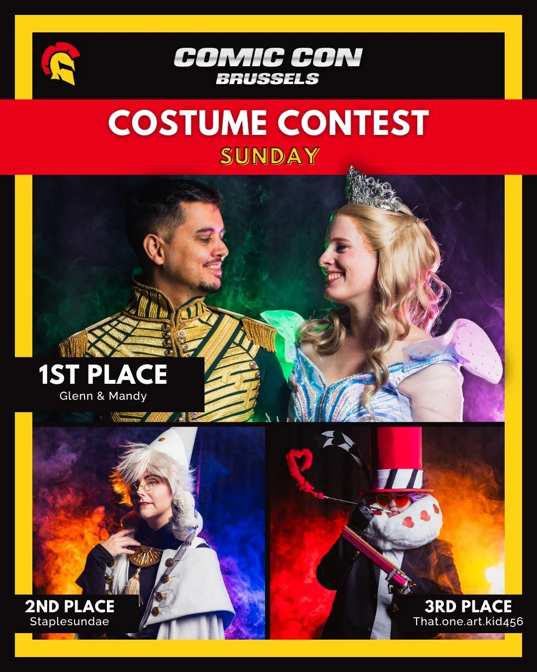 🔥 SUNDAY COSTUME CONTEST WINNERS COMIC CON BRUSSELS FALL 🔥

That&rsquo;s a wrap on @comicconbrussels Fall! But we can&rsquo;t say goodbye without congratulating our winners of today:
Costume Contest:
🥇 @glenndewinter &amp; @sewnbyvedder
🥈 @staple