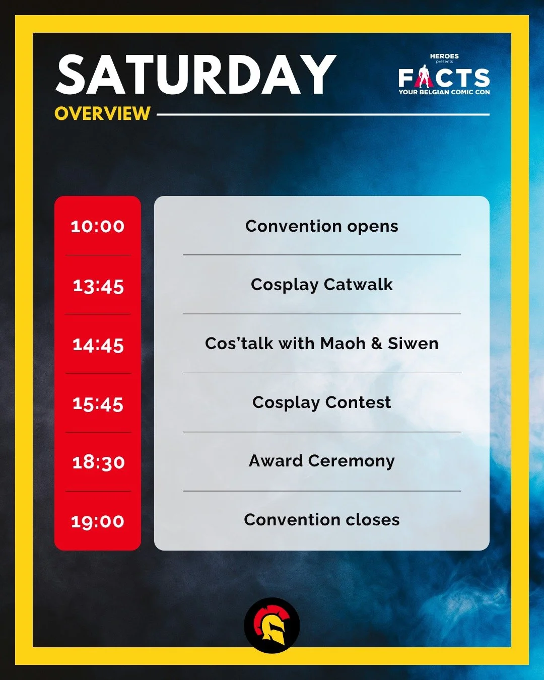 🚨 SATURDAY SCHEDULE FACTS 🚨

Our timetable for this edition of @factsconvention is here!
Find out exactly when all the activities take place, so you can strut, cheer, and snap every epic moment.
⚠️ This schedule is for SATURDAY only! Check our next