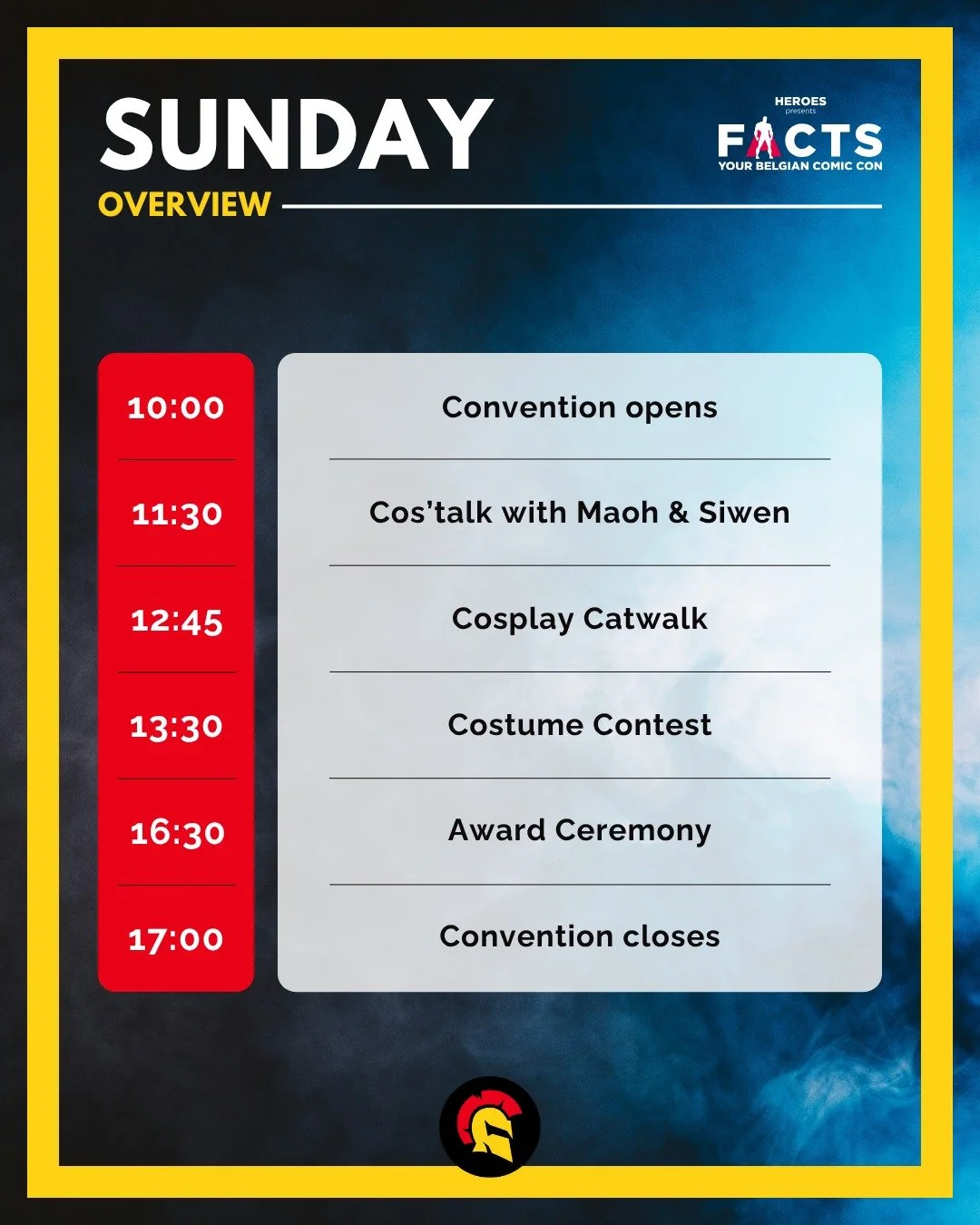 🚨 SUNDAY SCHEDULE FACTS 🚨

Our timetable for this edition of @factsconvention is here!
Plan your day and make sure you don&rsquo;t miss a single moment.
⚠️ This schedule is for SUNDAY only! Check our previous post for Saturday.

⏳ SCHEDULE:
9:00 - 