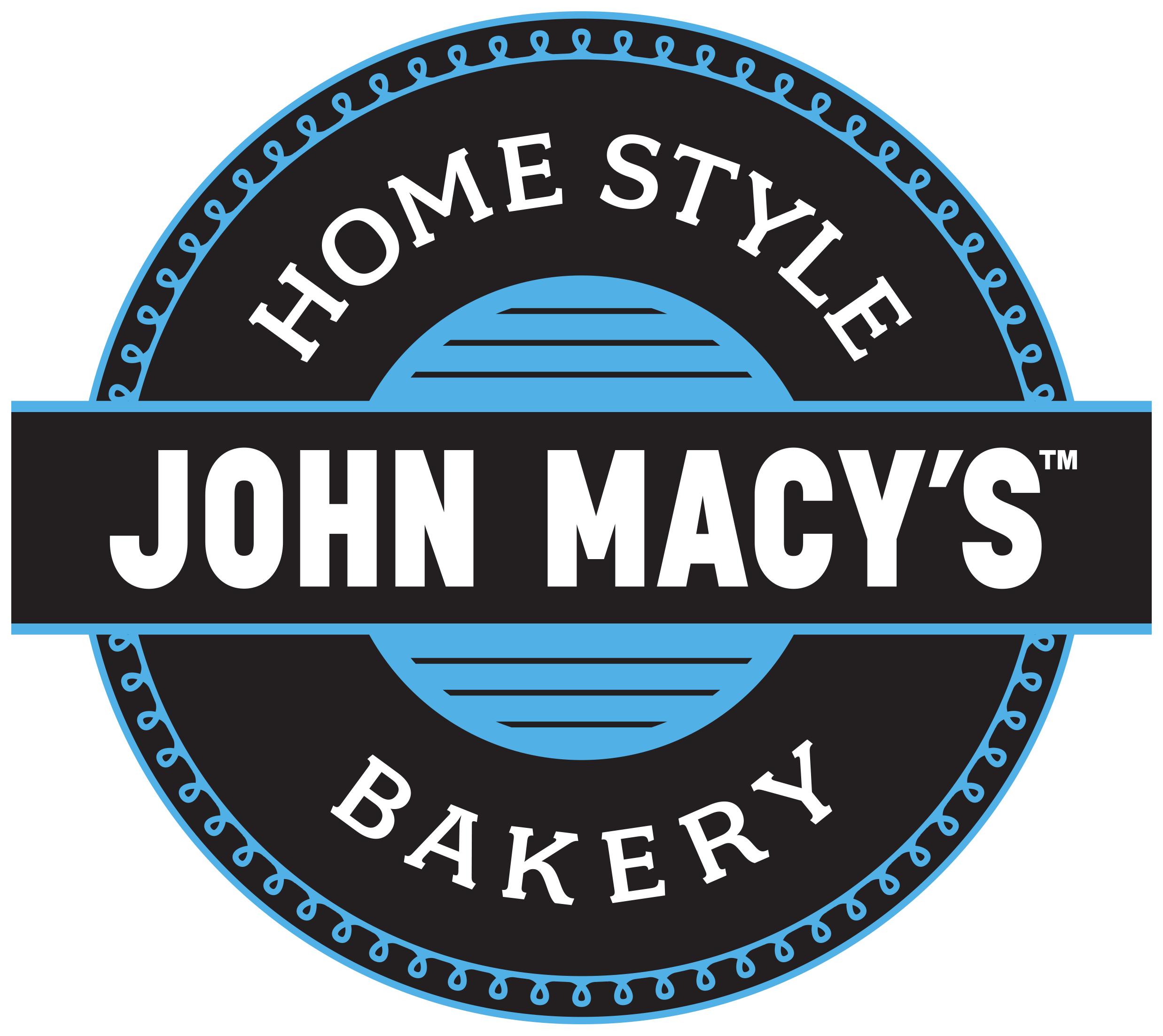 Logo for John Macy's Bakery with the slogan 'Home Style'.