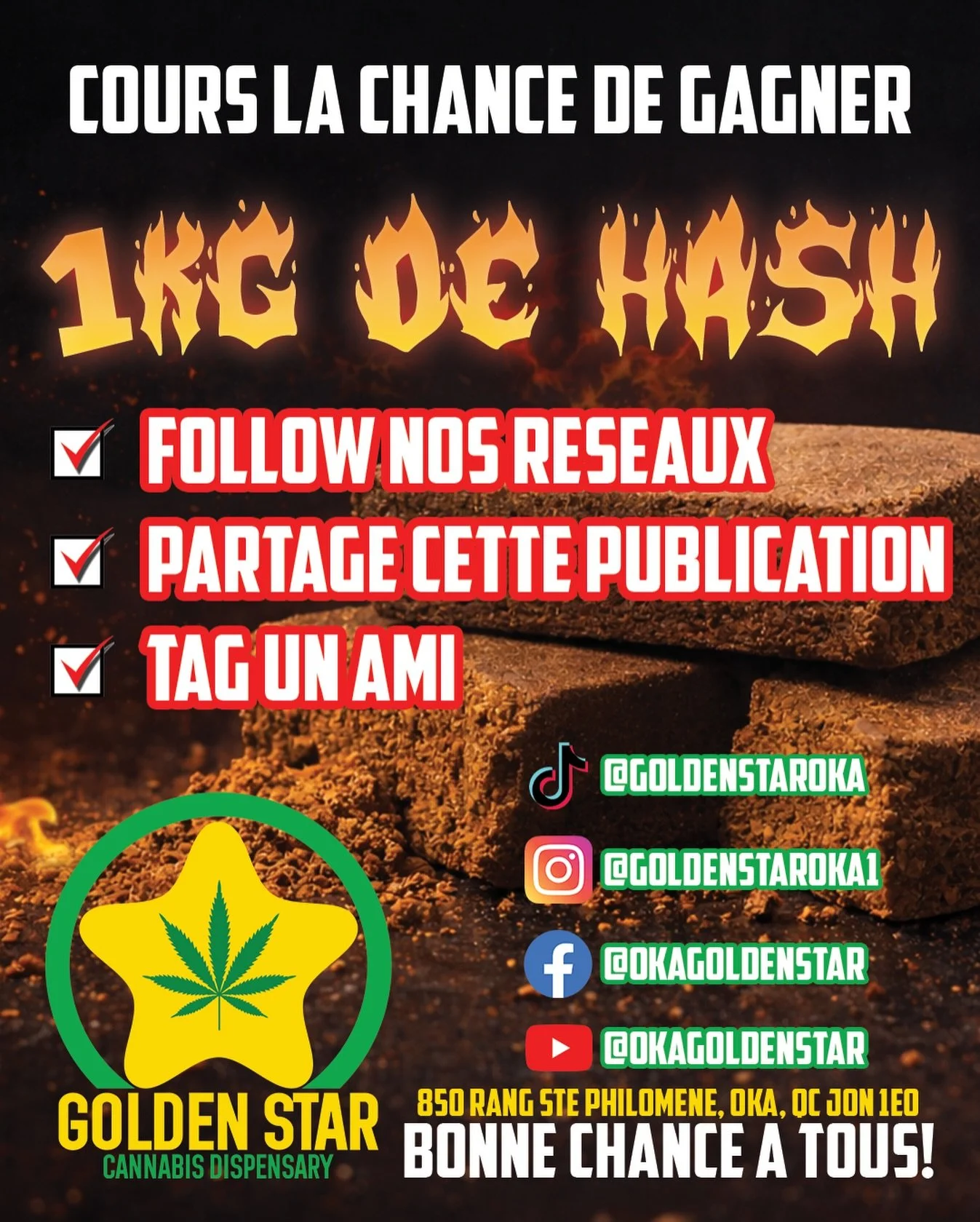 🎉 COURS LA CHANCE DE GAGNER 1KG DE HASH 🎉

👉 Follow nos r&eacute;seaux
👉 Partage cette publication
👉 Tag un ami

📍 Golden Star Oka

Bonne chance 🍀⭐️

#oka #stoner #goldenstaroka #trending #fyp