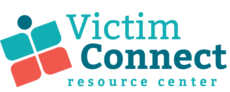 Logo for Victim Connect Resource Center with a stylized butterfly icon and teal and red colors.