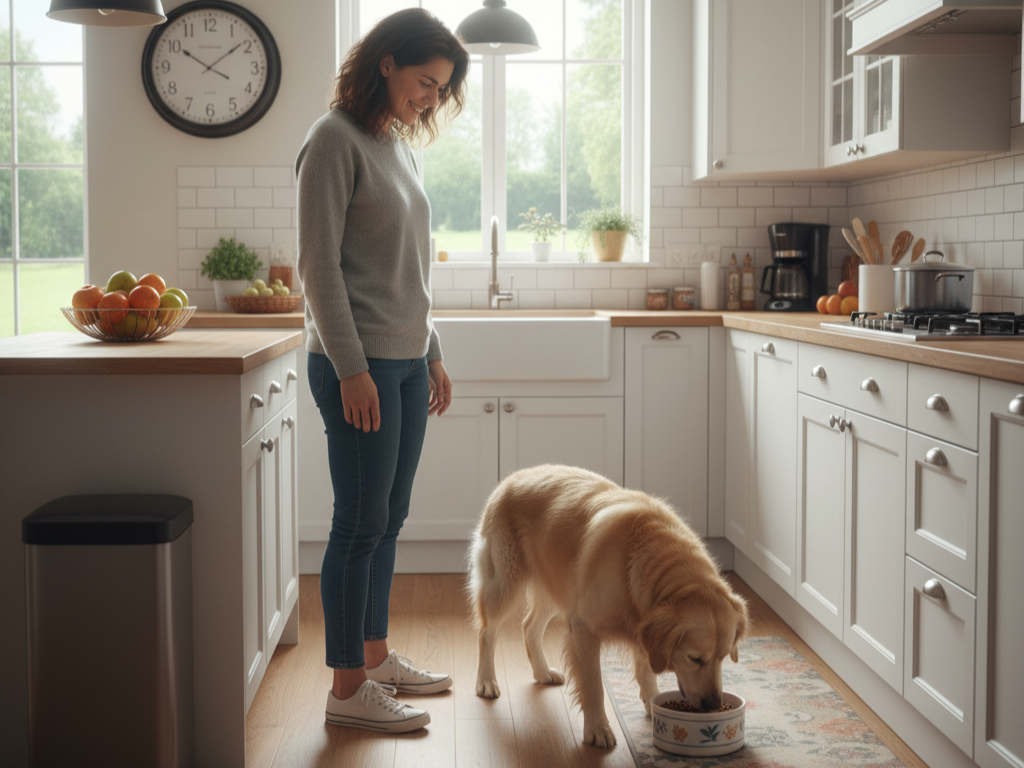 Happy Dog Eating Food