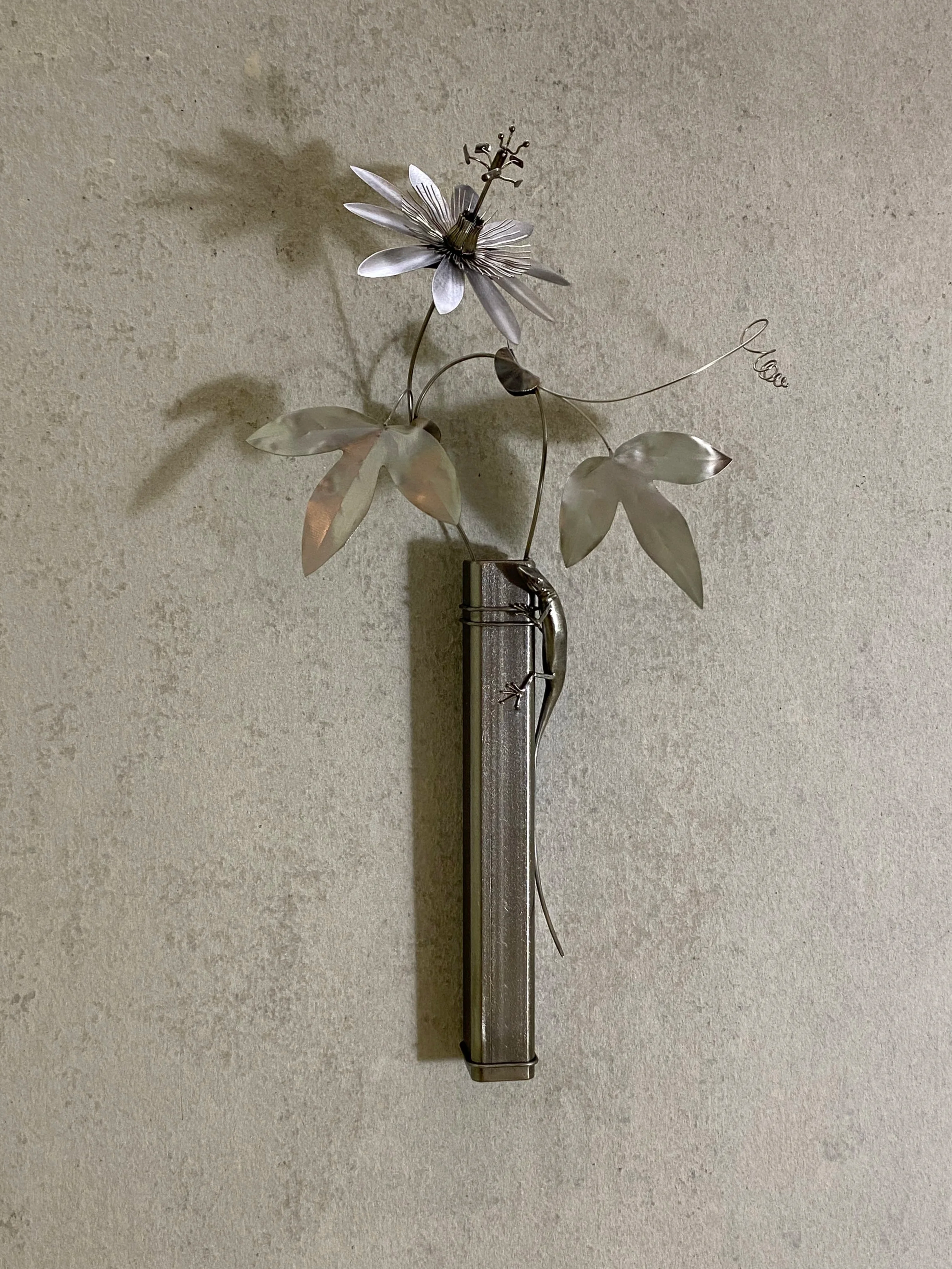 "Passion: 01/05", 2025, Steel+CC, 14"Hx8"Wx4"D. Wall hanging sculpture. SOLD - Private Collection.