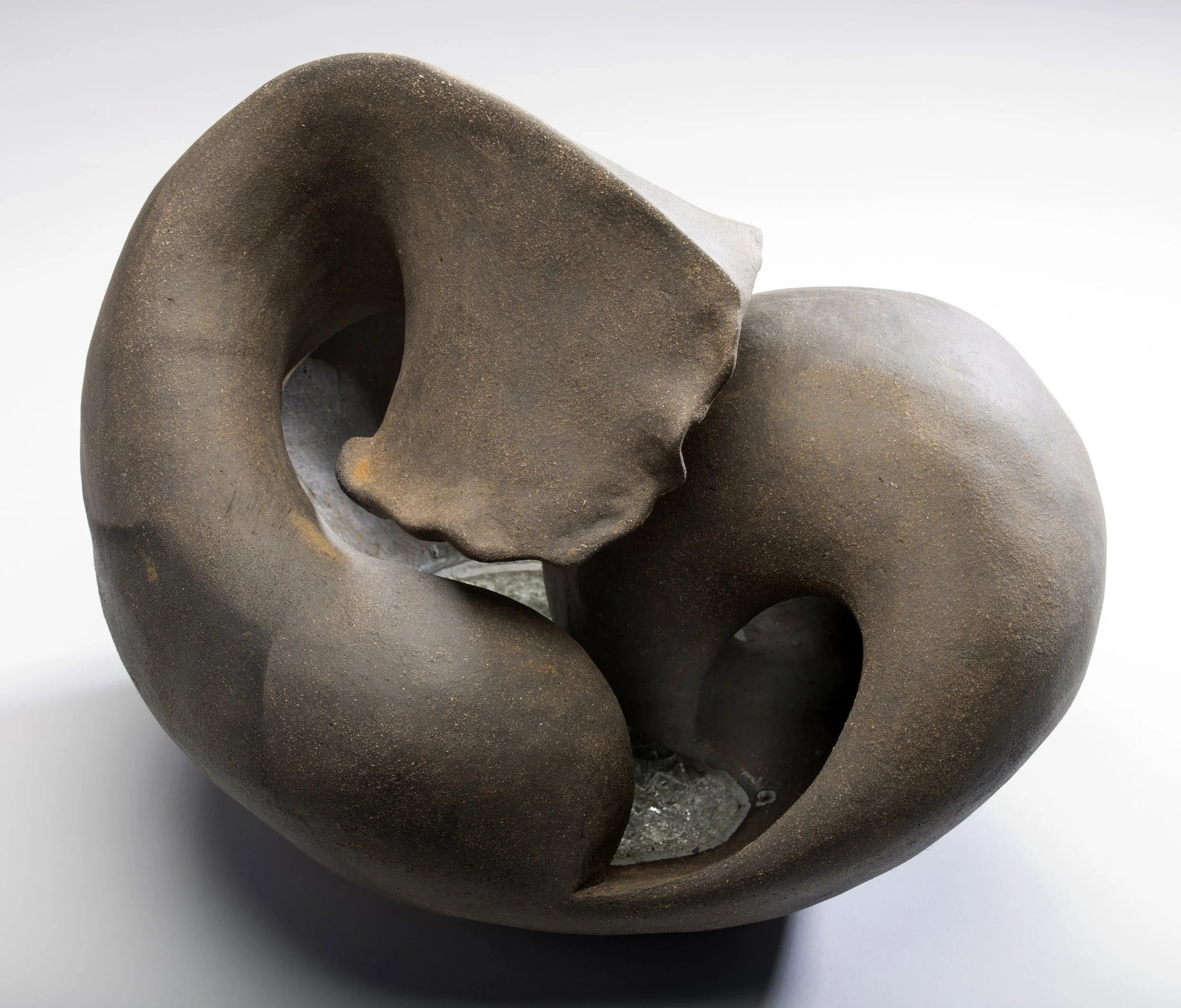 Fertility 16" x 18" x 14" smoked stoneware, unglazed, glass Clay