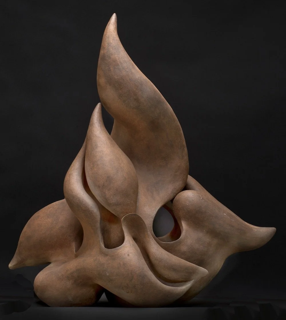 Contraction 42" x 42" x 20" stoneware, unglazed, glass Clay
