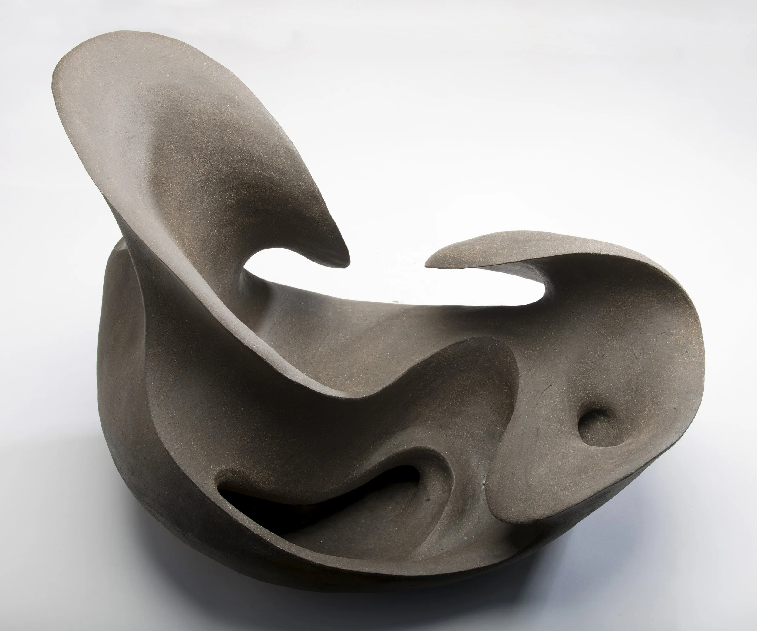 Swoop 18" x 24" x 20" smoked stoneware, unglazed Clay
