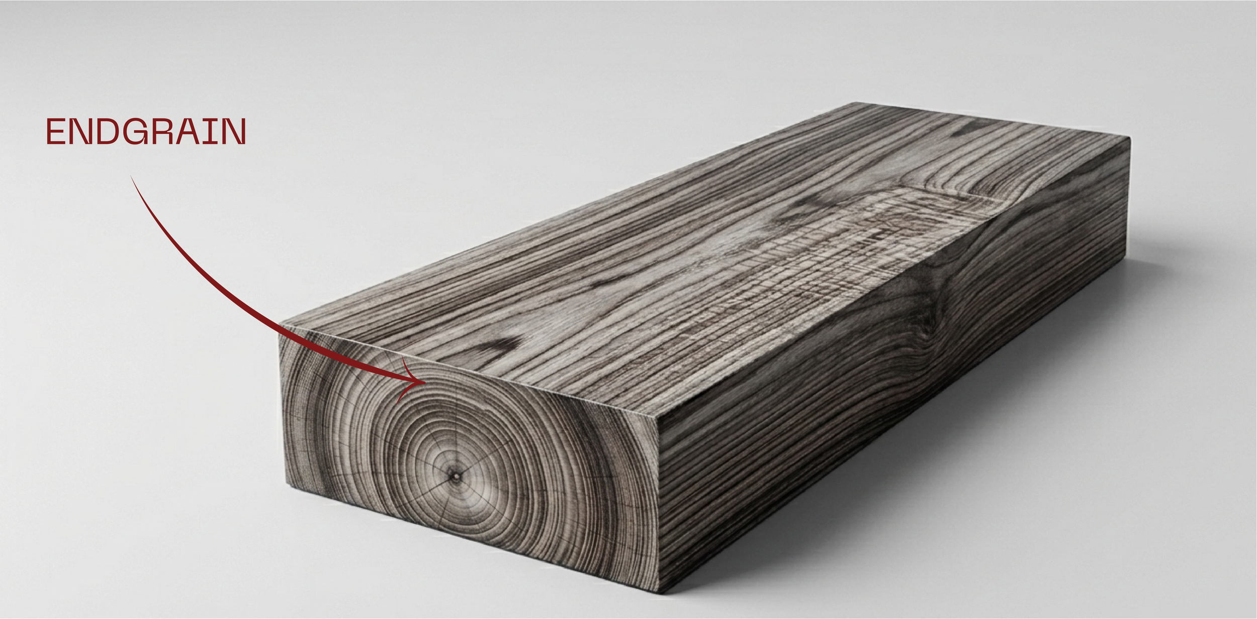 Tablon de madera denotando la parte de un tablon de donde sale el endgrain