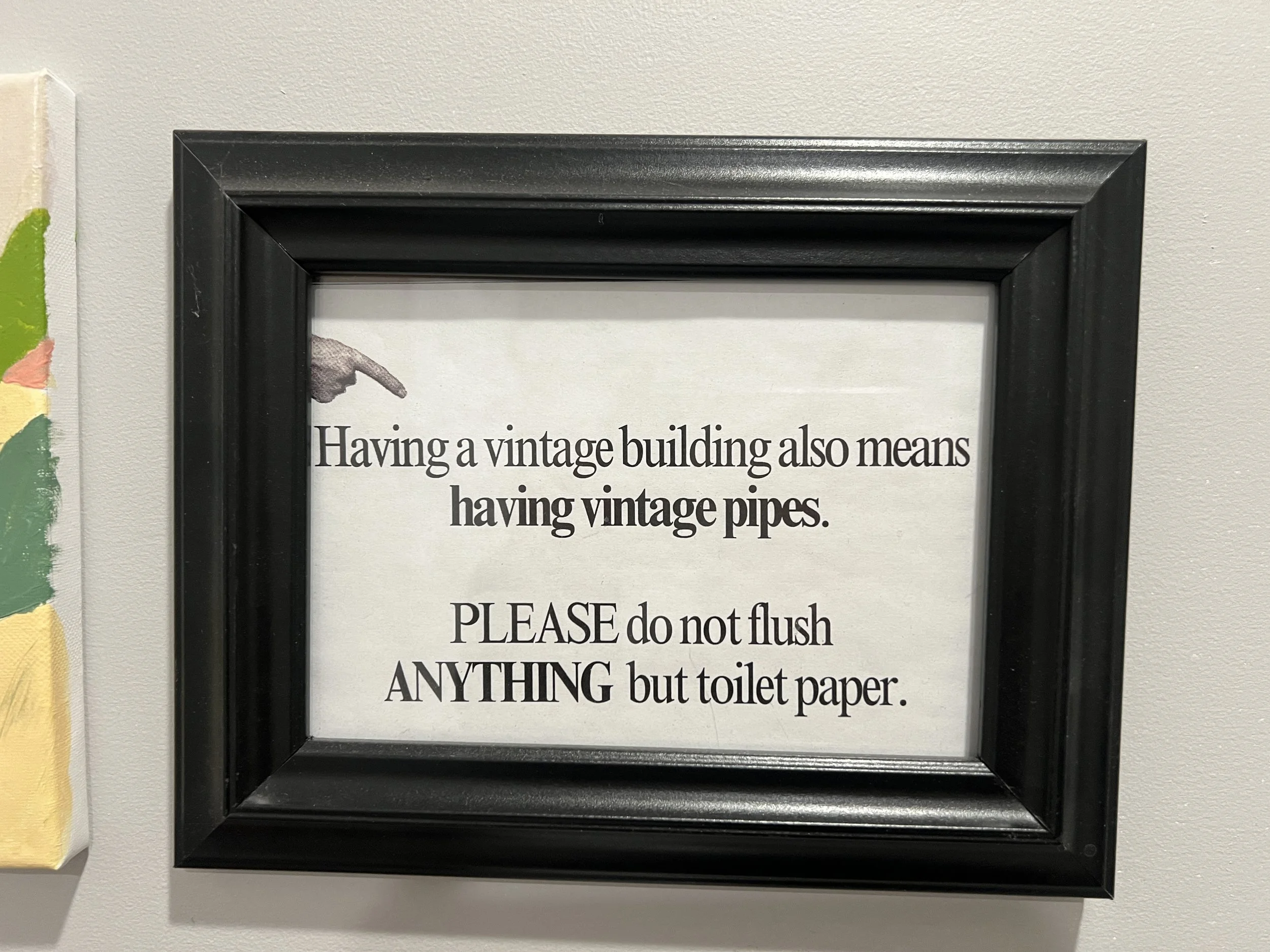 In the bathroom in a historic building that houses a small town movie theater | Kendra Hall 