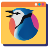 Illustration of a bird within a web browser window