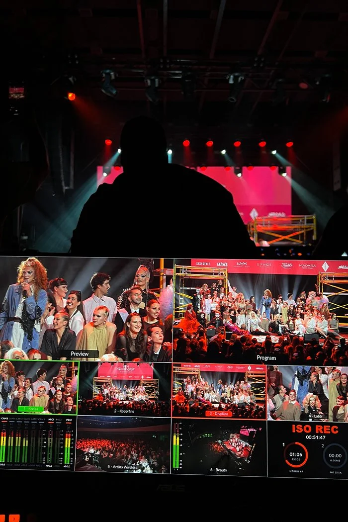 Izrāde “Pirmā Sieviete Latvijā”: multicam ieraksts un translācija uz ekrāna