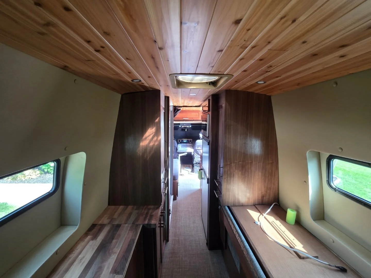 A new install of Walnut cabinetry for this client's Sprinter Van.  Matching the existing finishes, profiles, and hardware was the biggest challenge of this project.  While expanding the storage options and usability in every square inch was the goal.