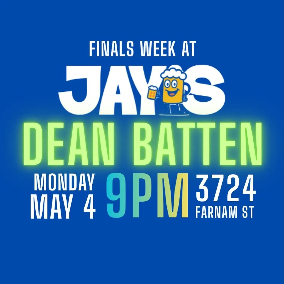 If you need a little break from prepping for finals, come out tonight for a lowkey show with @deanbattenofficial starting around 9pm! No cover - just good vibes, a solo artist from Nashville &amp; an escape from all of the studying. 

#omahabars #liv